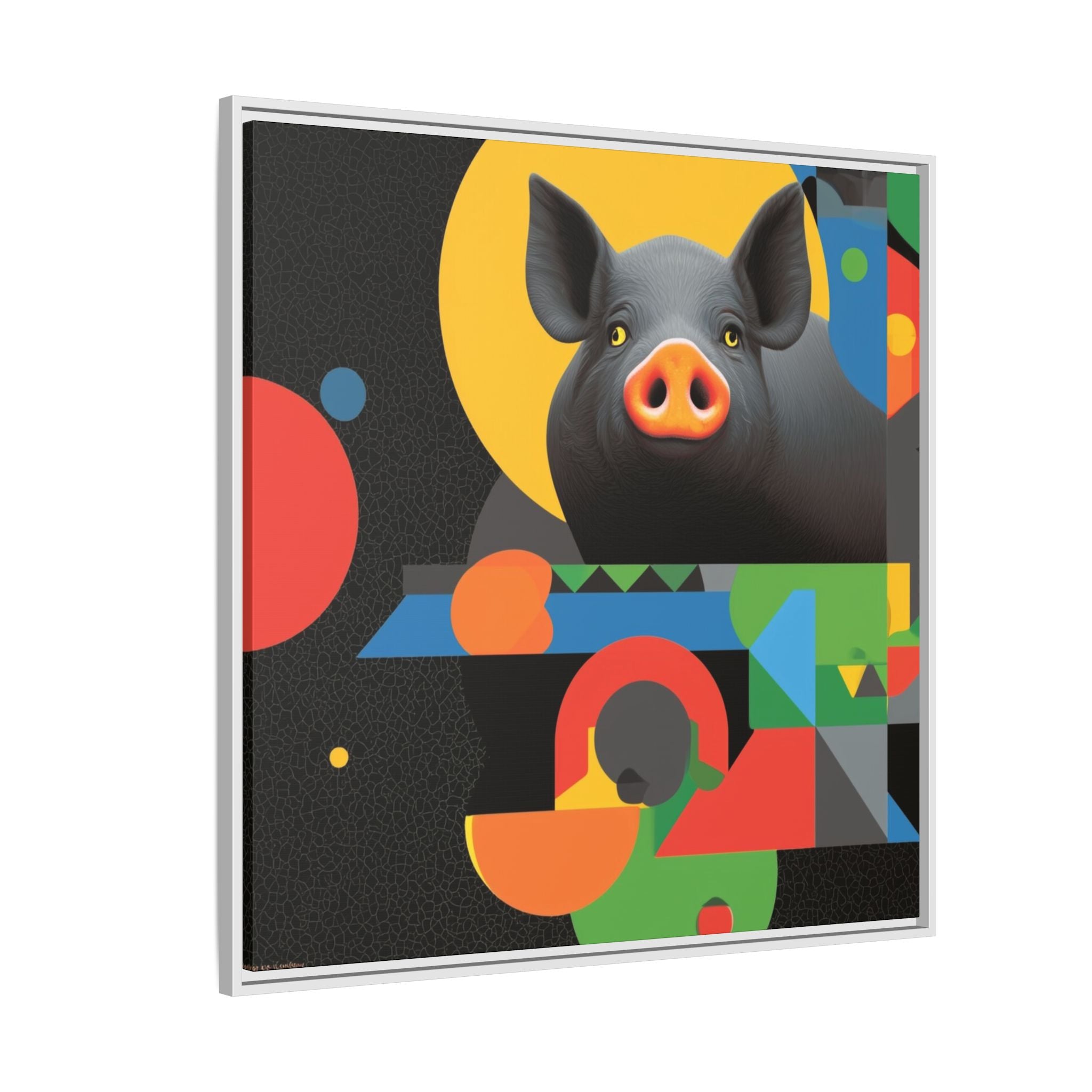 Geometric Pig Poster: Abstract Graphic Design, Colorful Modernist Composition   |    Custom Orders Available