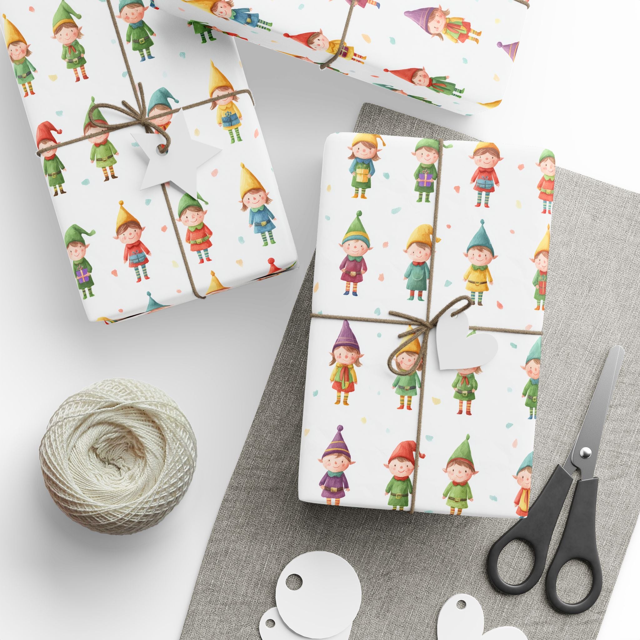 Christmas Elf Wrapping Paper Roll – Cute Holiday Gift Wrap with Elves & Presents