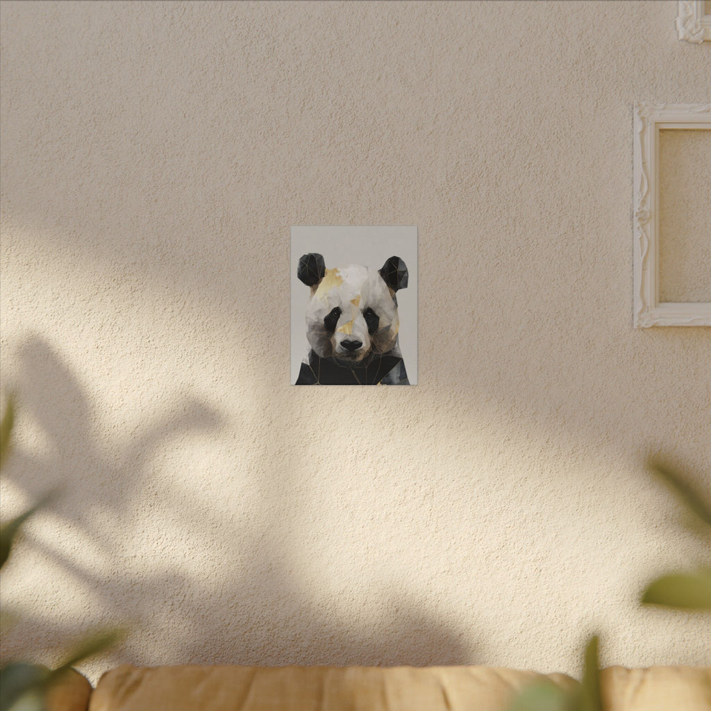 Geometric Panda: Low Poly Art, Contemporary Wildlife Portrait, Metallic Triangular Design   |  Personalized & Custom Orders Available