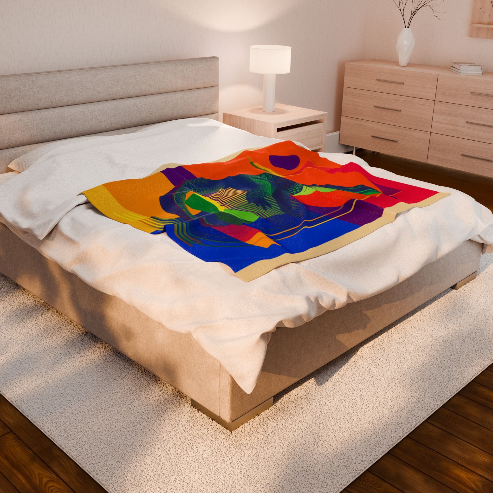 Chromatic Gator Blanket: Geometric Wildlife Art, Vibrant Graphic Design, Modern Illustration   |  Personalized & Custom Orders Available
