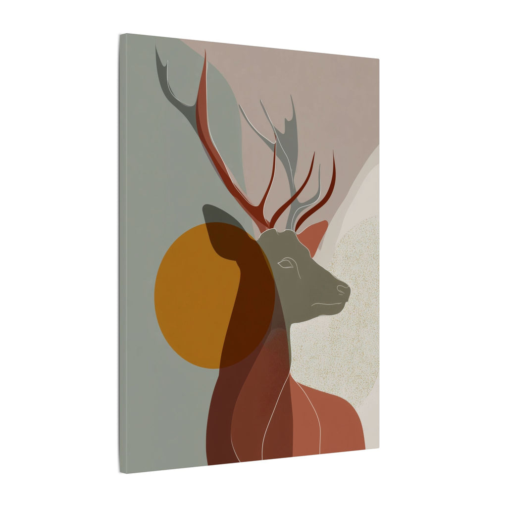 Majestic Deer in Abstraction: Minimalist Geometric Design, Earthy Tones, Mid-Century Modern Art   |  Personalized & Custom Orders Available