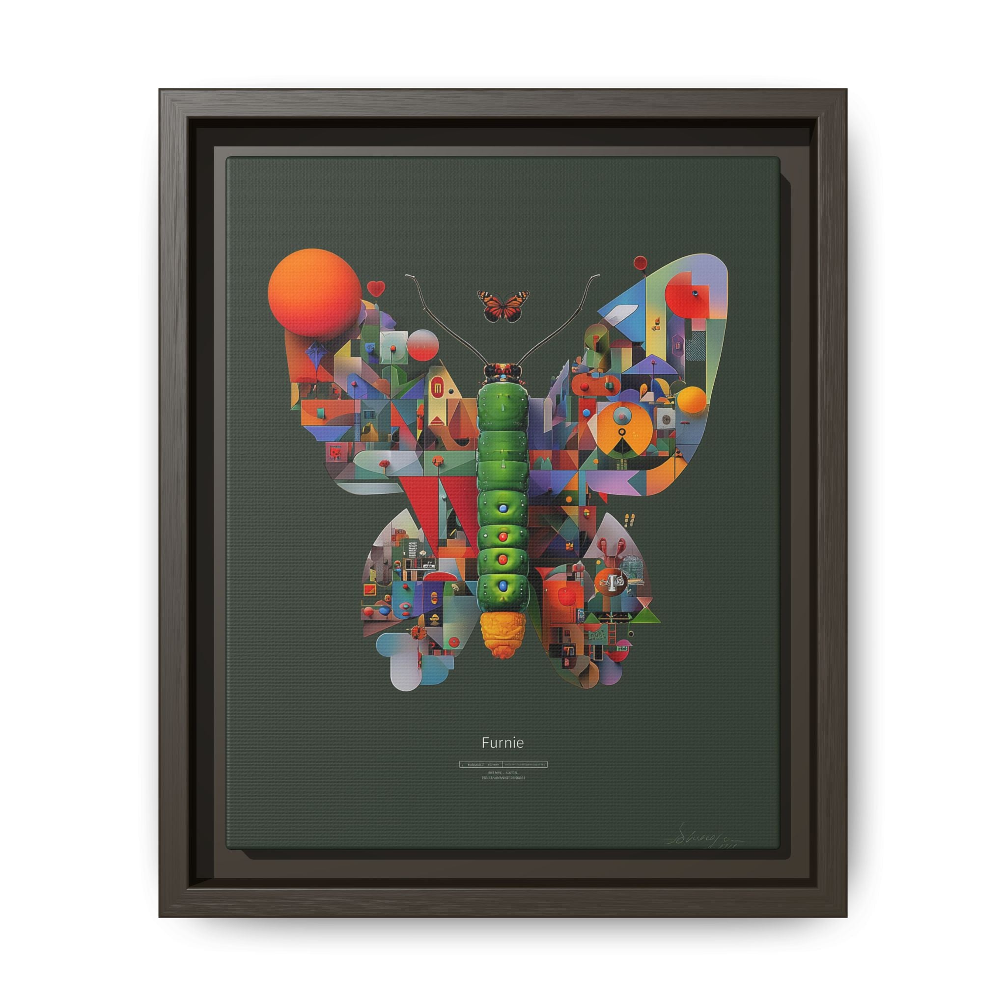 Geometric Metamorphosis Framed Print : Digital Cubist Butterfly, Urban Abstract Composition   |   Custom Orders Available