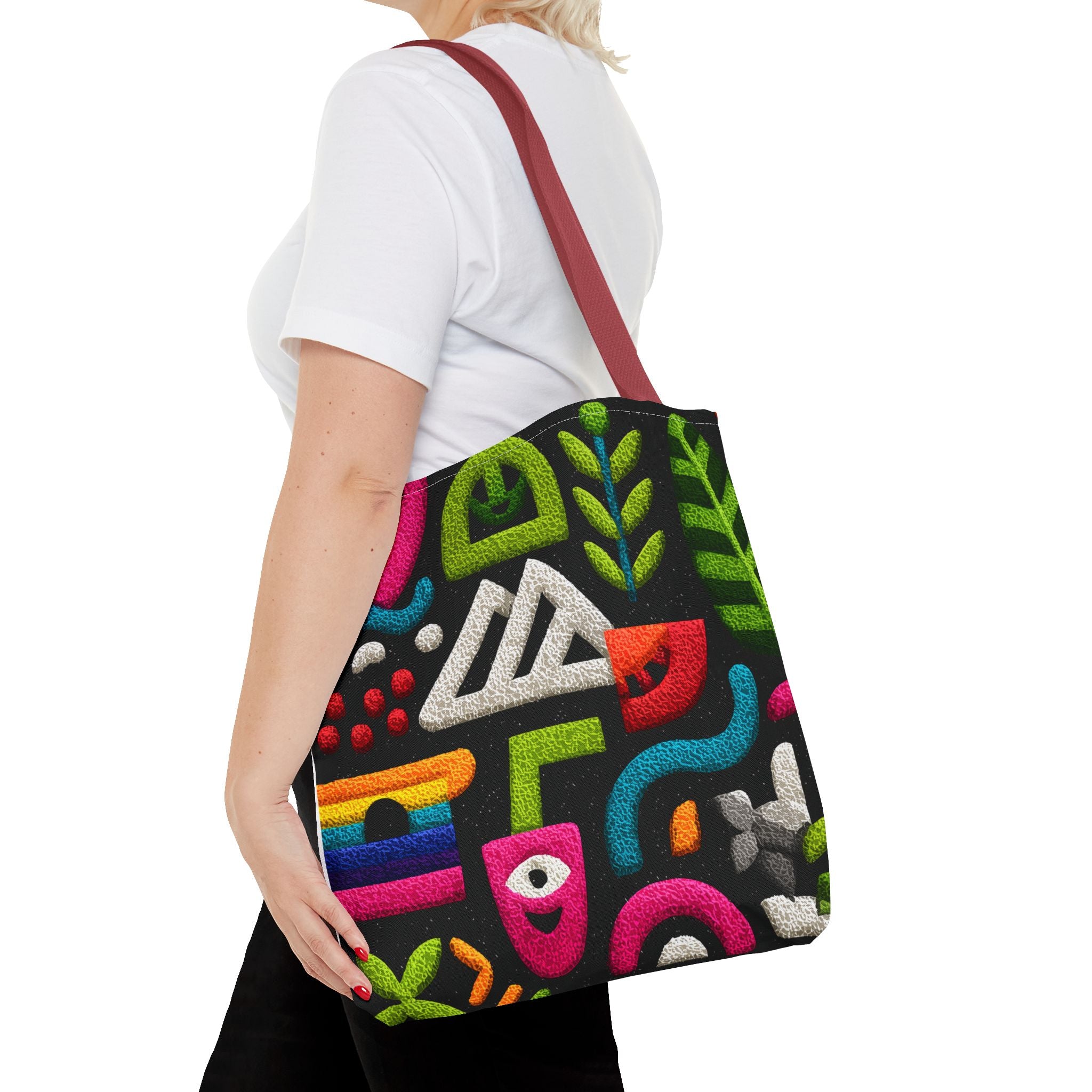 Colorful AOP Tote Bag, Vibrant Art Tote, Eco-Friendly Shopping Bag, Trendy Beach Bag, Unique Gift for Art Lovers