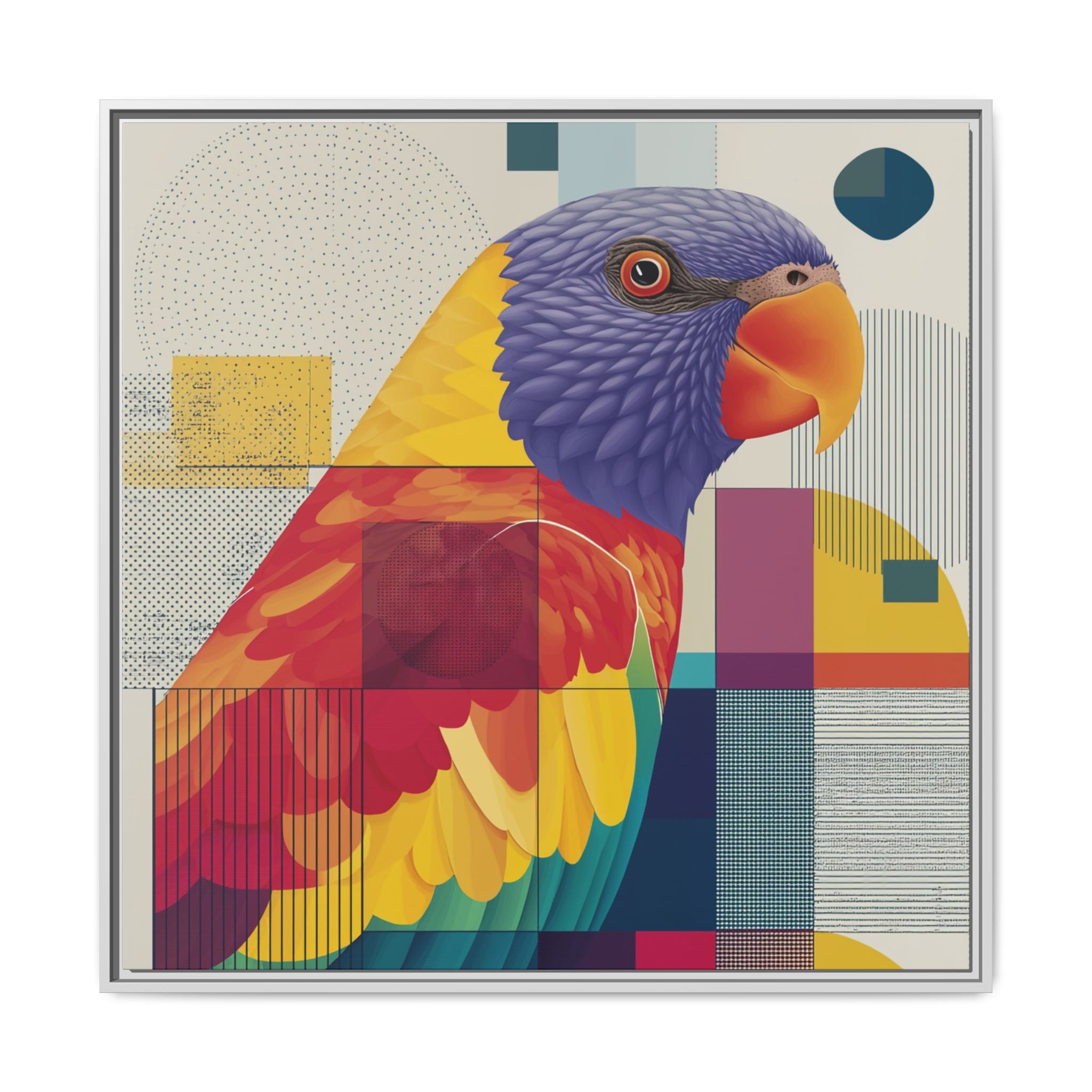 Geometric Parrot: Abstract Wildlife Art, Modern Color Block Design   |  Personalized & Custom Orders Available