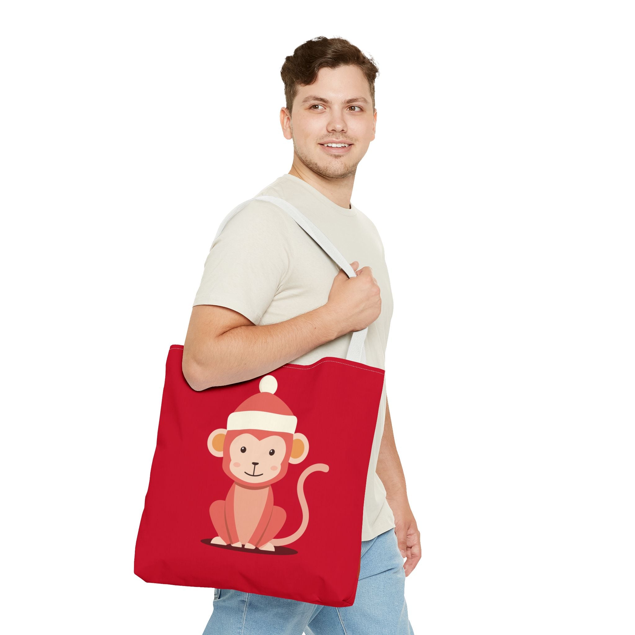 Cute Monkey Tote Bag for Kids, Christmas Gift, Reusable Shopping Bag, Fun Animal Design, Cute Holiday Accessory