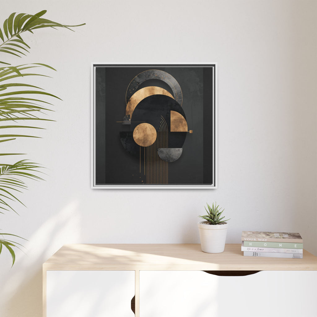 Geometric Resonance: Abstract Gold and Black Design, Minimalist Architectural Art, Modern Metallic Composition   |   Custom Orders Accepted