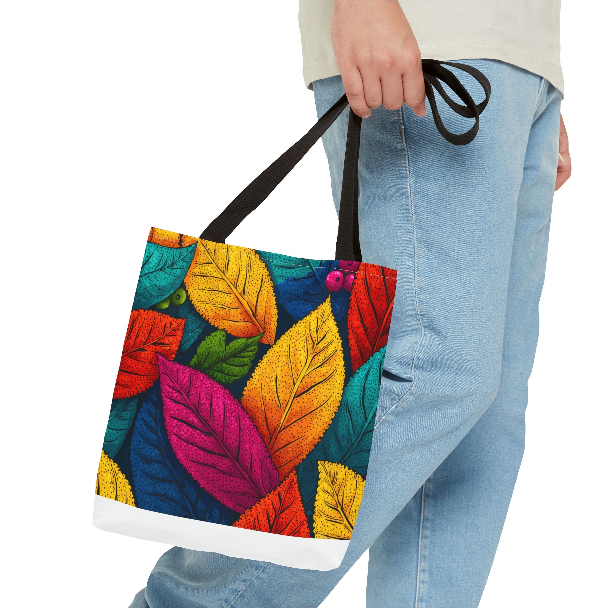 Vibrant Leaf Tote Bag | Colorful Floral Canvas Bag for Everyday Use | Eco-Friendly Shopping, Beach, Gym, Travel Bag