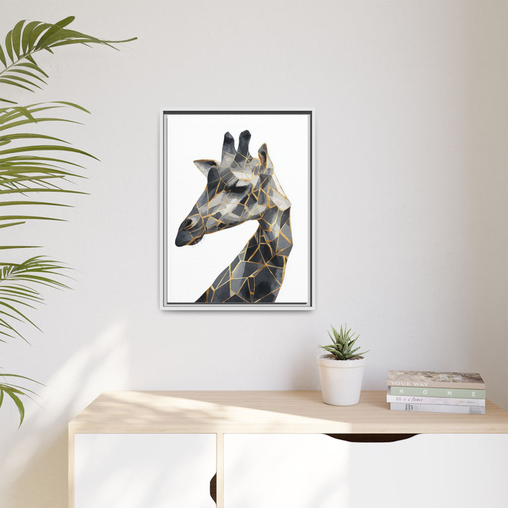 Geometric Giraffe Framed Print : Modern Mosaic Wildlife Art, Contemporary Golden Fragments   |  Personalized & Custom Orders Available
