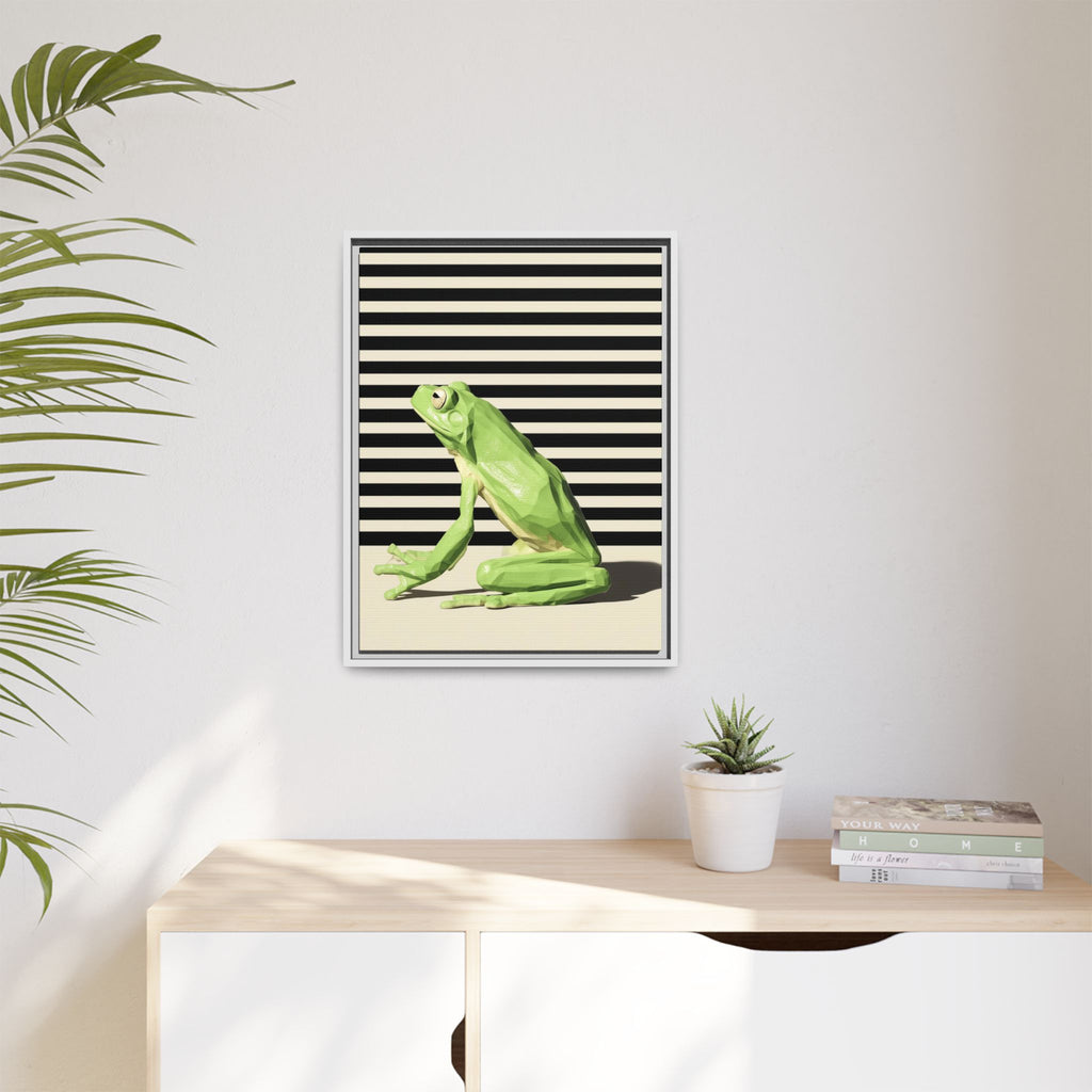 Geometric Frog Framed Print : Low-Poly Amphibian Design, Contemporary Minimalist Art   |  Personalized & Custom Orders Available