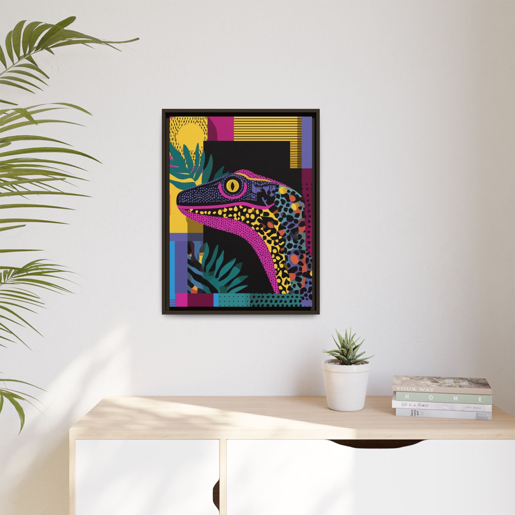 Raptor Kaleidoscope: Pop Art Dinosaur Portrait, Graphic Design Exotic Creature   |  Personalized & Custom Orders Available