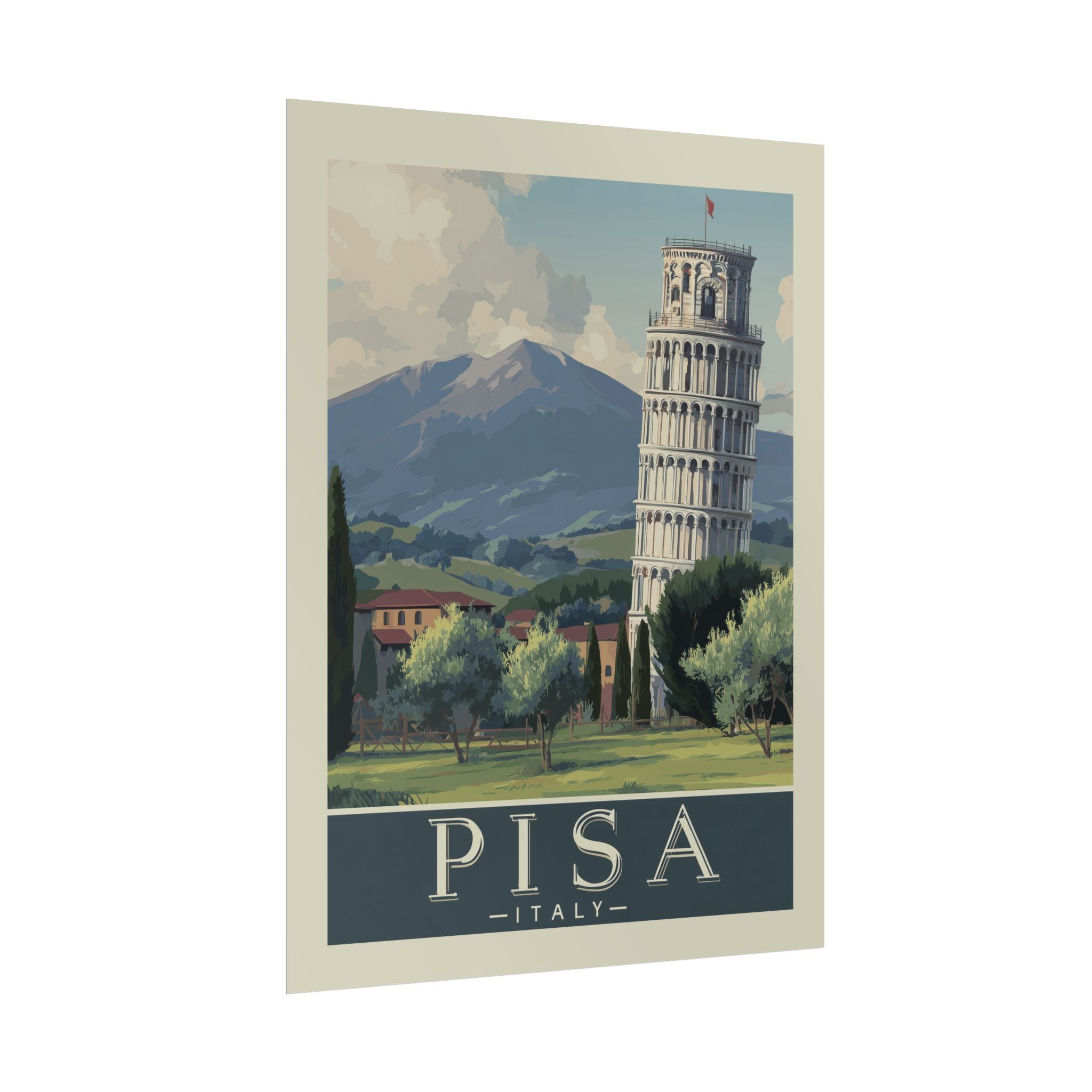 Vintage Pisa Italy Rolled Poster, Travel Wall Art, Home Decor, Gift for Travelers, Retro Print of Leaning Tower