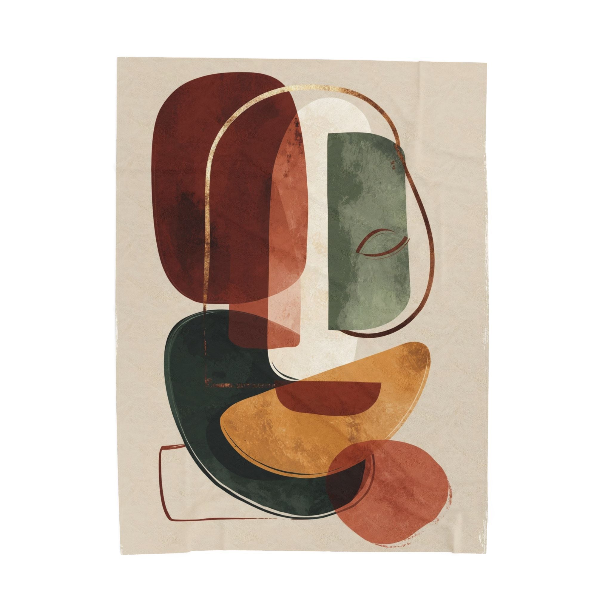 Organic Geometry: Layered Shapes in Earthy Tones, Mid-Century Modern Abstract   |    Custom Orders Available