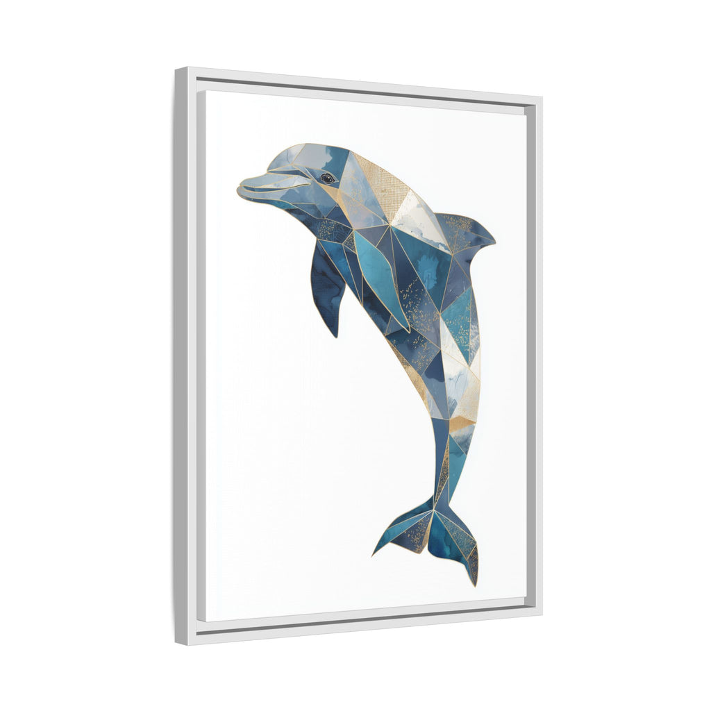 Geometric Dolphin Mosaic Framed Print , Contemporary Marine Art   |  Personalized & Custom Orders Available