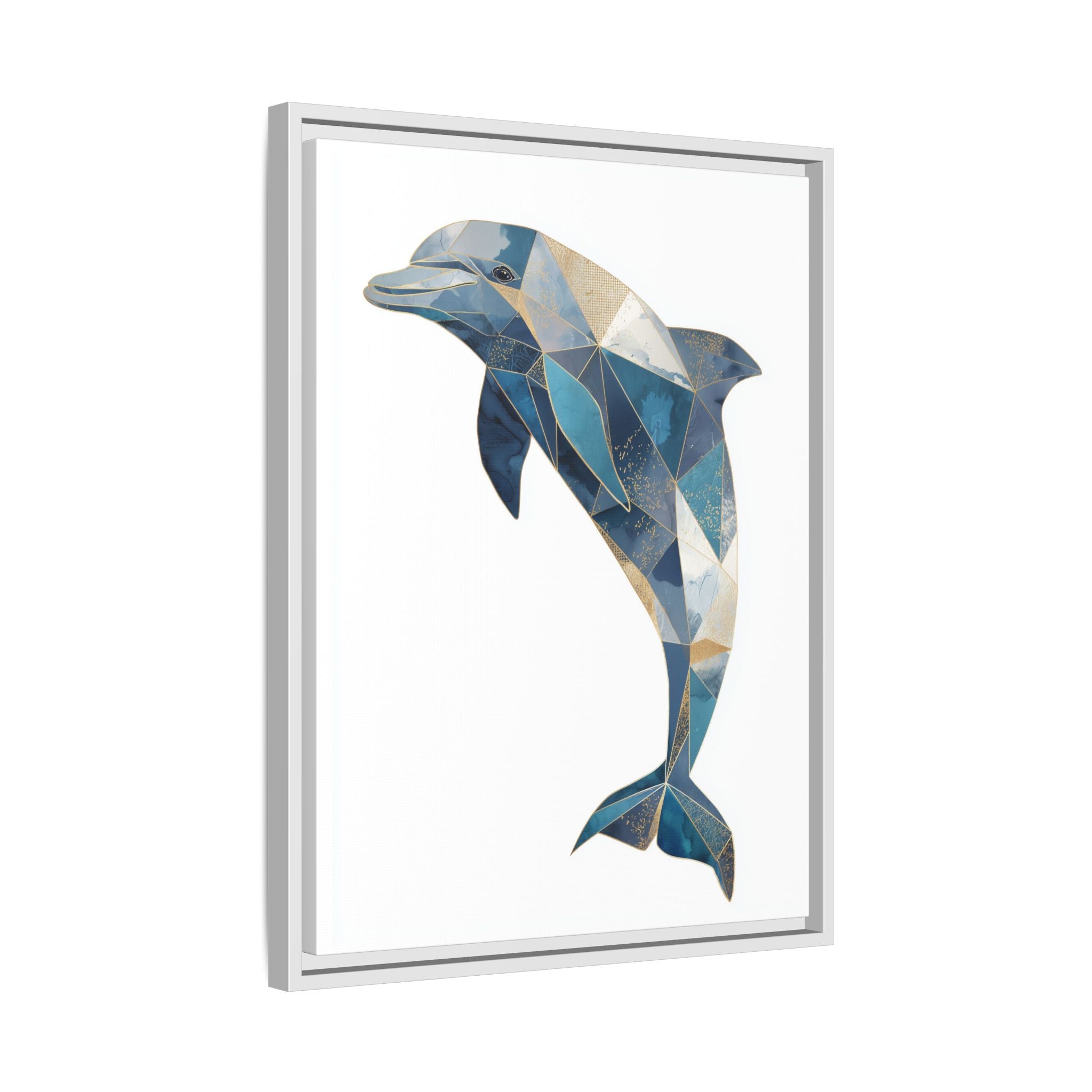 Geometric Dolphin Mosaic Framed Print , Contemporary Marine Art   |  Personalized & Custom Orders Available