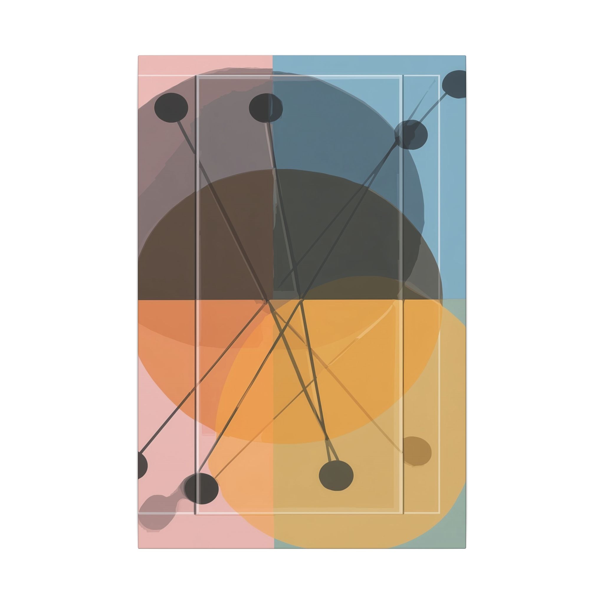 Interconnected Geometries: Pastel Circles in Motion, Mid-Century Modern Design, Abstract Bauhaus Composition   |   Custom Orders Accepted