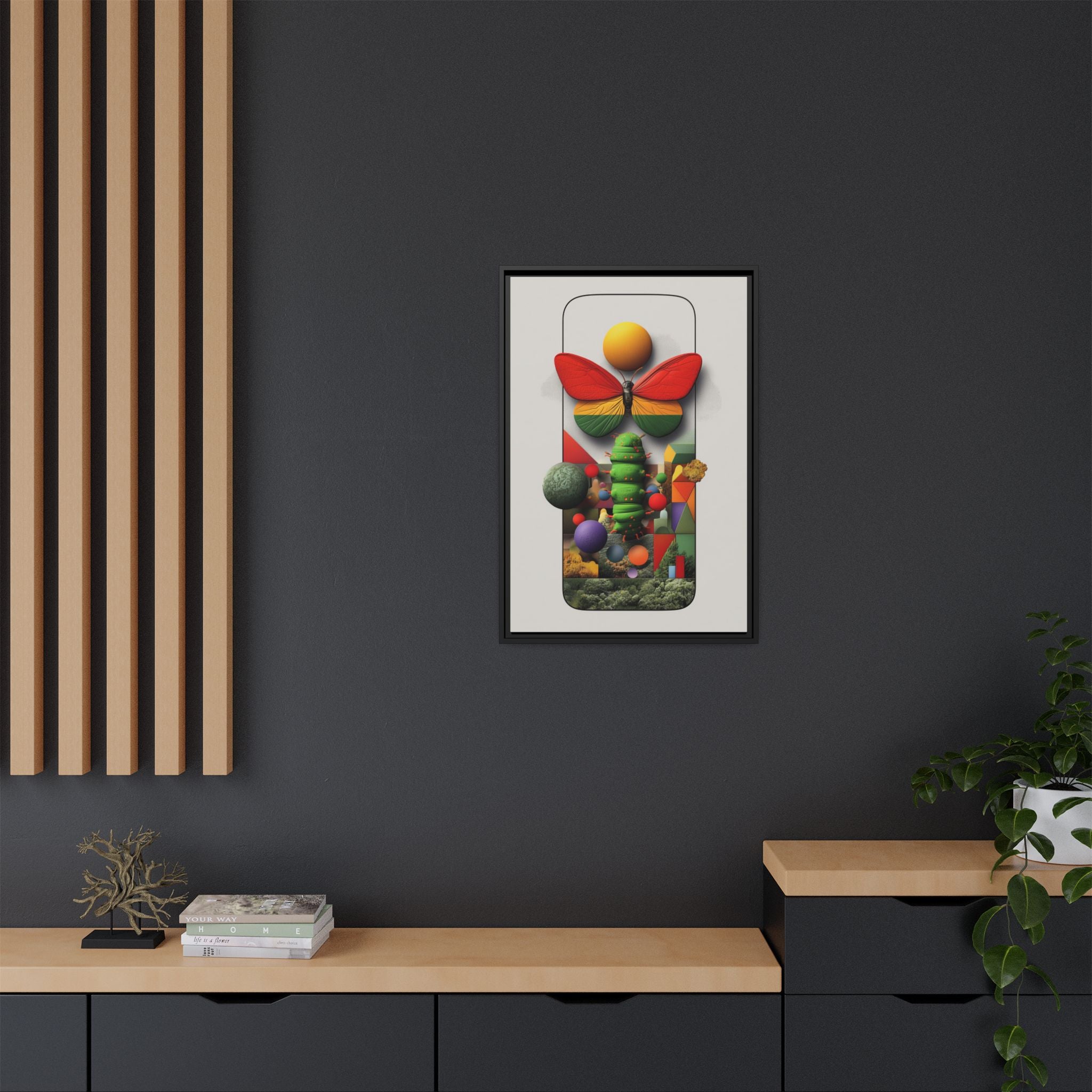 Metamorphosis Framed Print : Geometric Nature Transformation, Vibrant Butterfly Composition   |  Personalized & Custom Orders Available