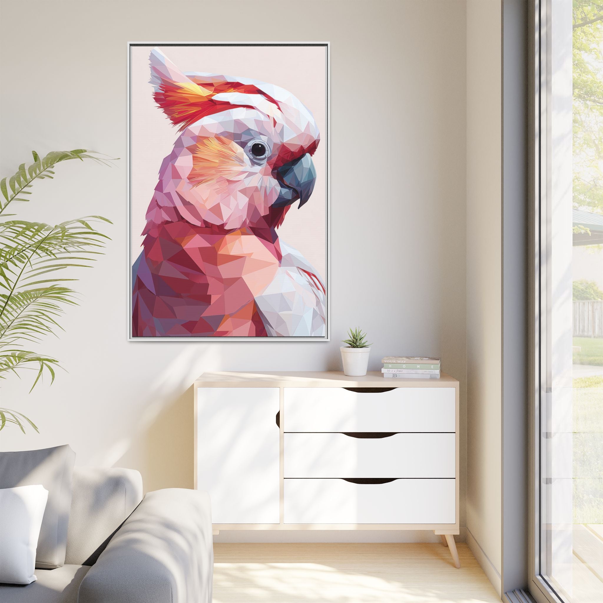 Geometric Cockatoo Portrait: Low-Poly Bird Art, Vibrant Abstract Illustration   |    Custom Orders Available