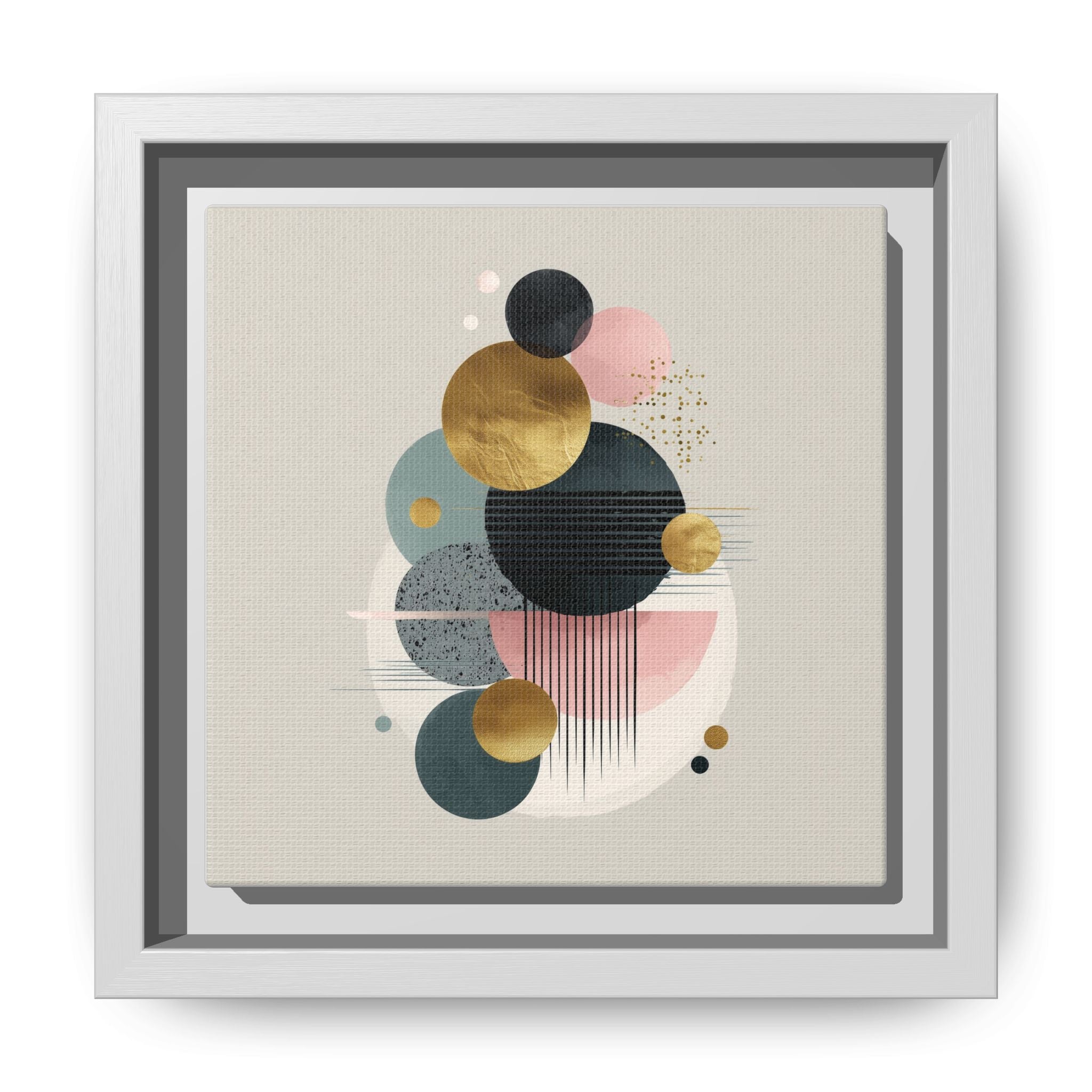 Geometric Harmony: Intersecting Circles, Mid-Century Modern Design, Abstract Metallic Composition   |   Custom Orders Accepted