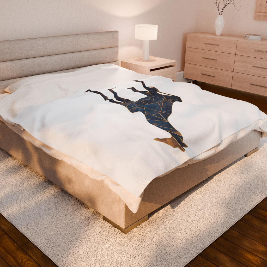 Mosaic Giraffe Quilt: Geometric Wildlife, Modern Blue Triangular Design, Contemporary Digital Illustration   |  Personalized & Custom Orders