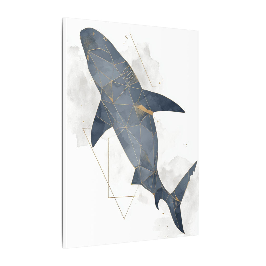 Apex Predator: Geometric Marine Portrait, Triangular Mosaic Design, Blue-Gray Shark Art   |  Personalized & Custom Orders Available