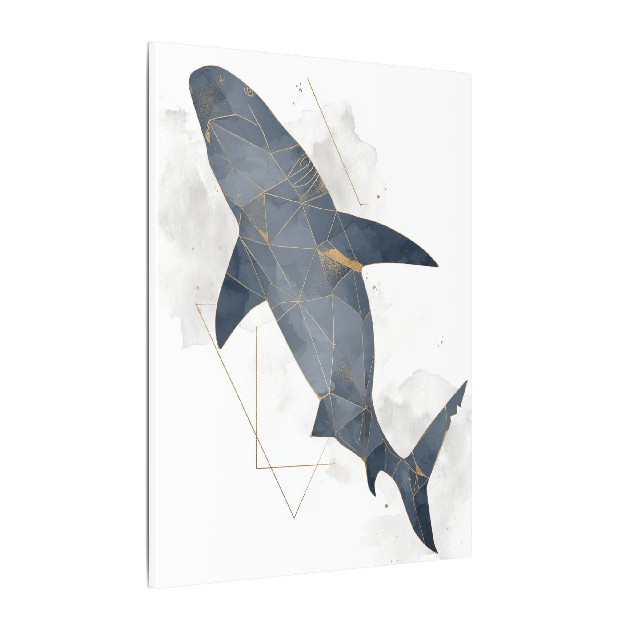 Apex Predator: Geometric Marine Portrait, Triangular Mosaic Design, Blue-Gray Shark Art   |  Personalized & Custom Orders Available
