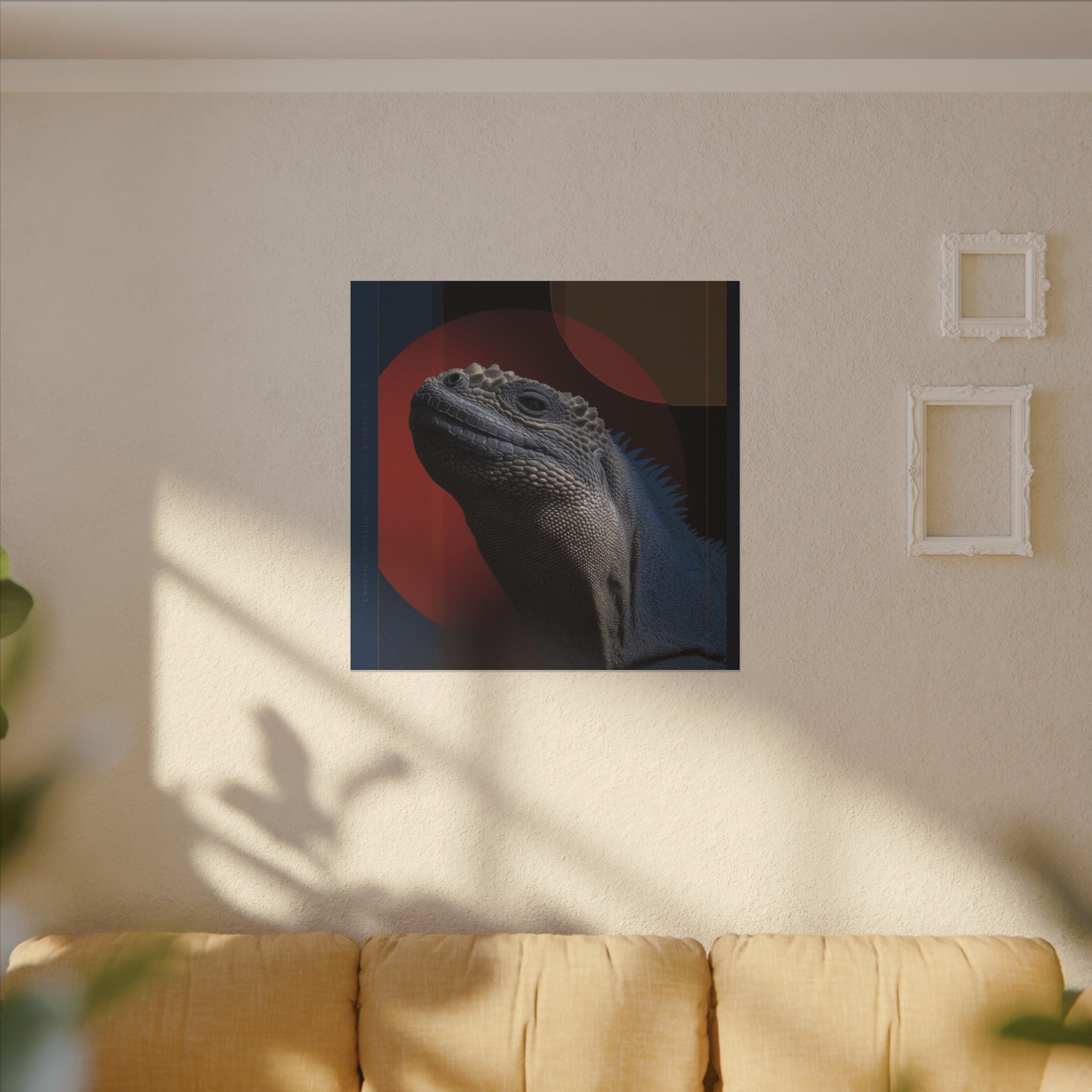 Marine Iguana Canvas: Reptilian Portrait, Digital Naturalism   |    Custom Orders Available