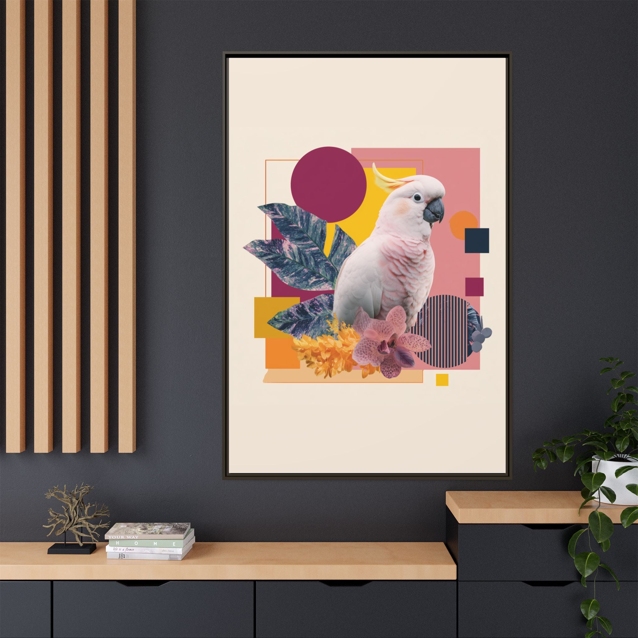 Cockatoo in Geometric Paradise: Tropical Avian Design, Modern Abstract Art   |    Custom Orders Available