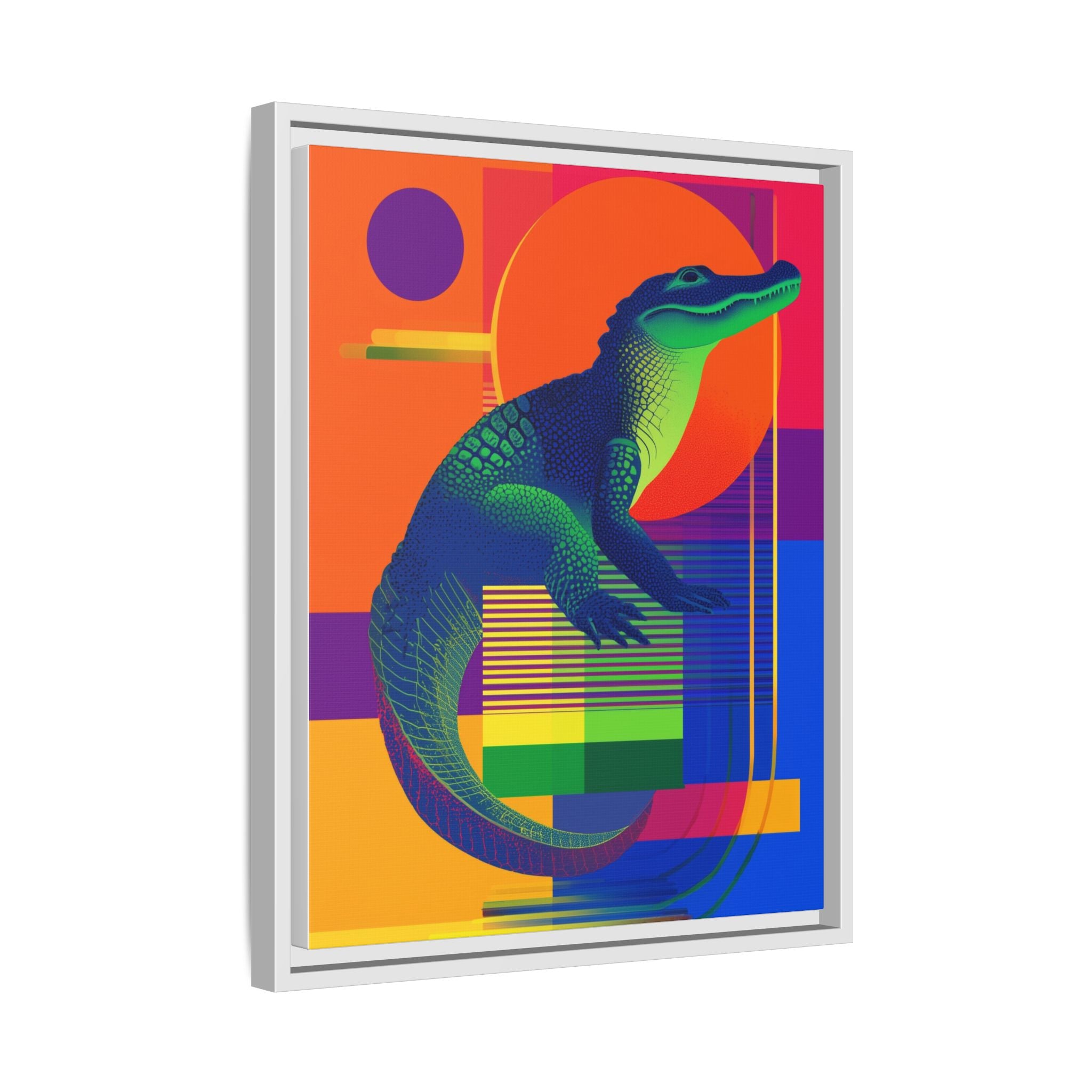 Geometric Alligator Framed Print: Pop Art Reptile, Vibrant Gradient Composition   |  Personalized & Custom Orders Available