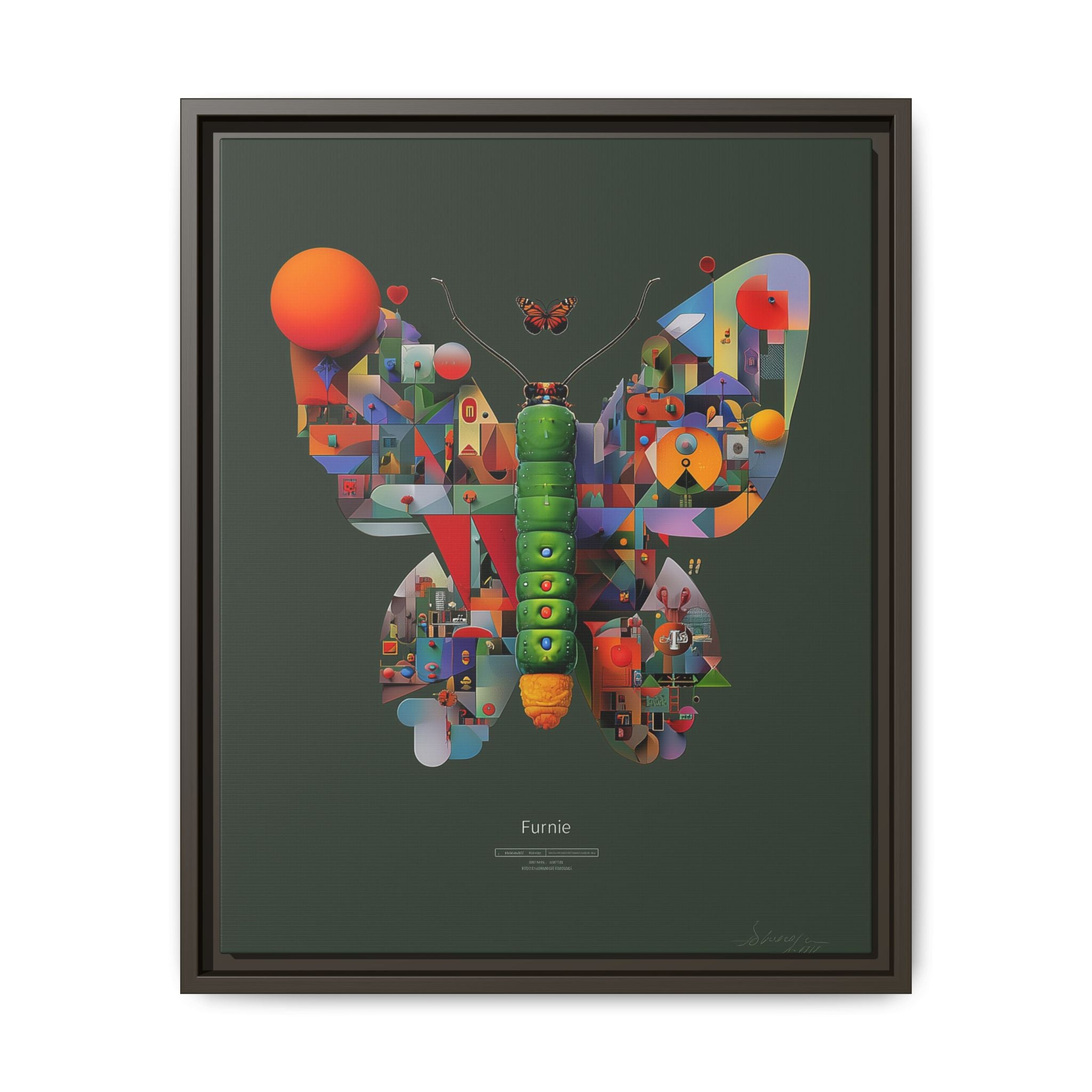 Geometric Metamorphosis Framed Print : Digital Cubist Butterfly, Urban Abstract Composition   |   Custom Orders Available