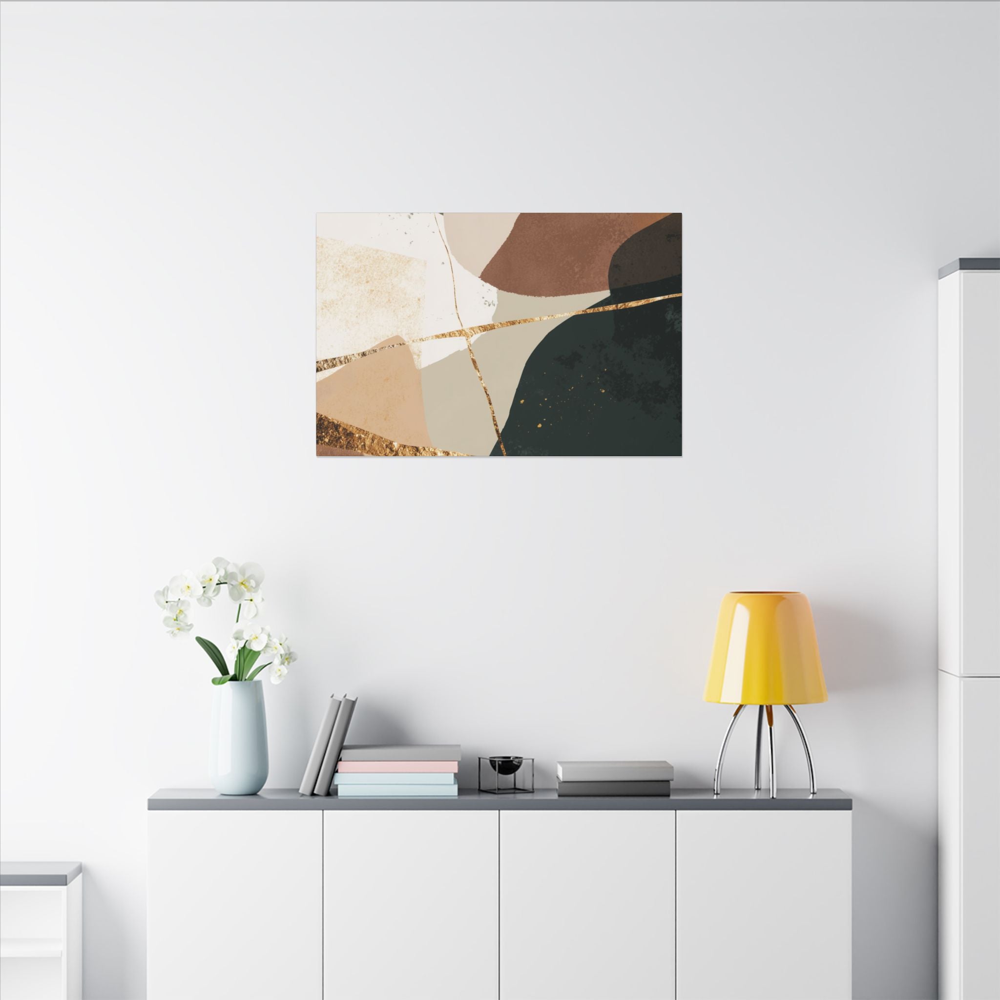 Canvas Print, Abstract Earthy Gold Wall Art, Modern Designer Home Decor, Stretched Matte Canvas; Thick, Multi-Size, Office Decor