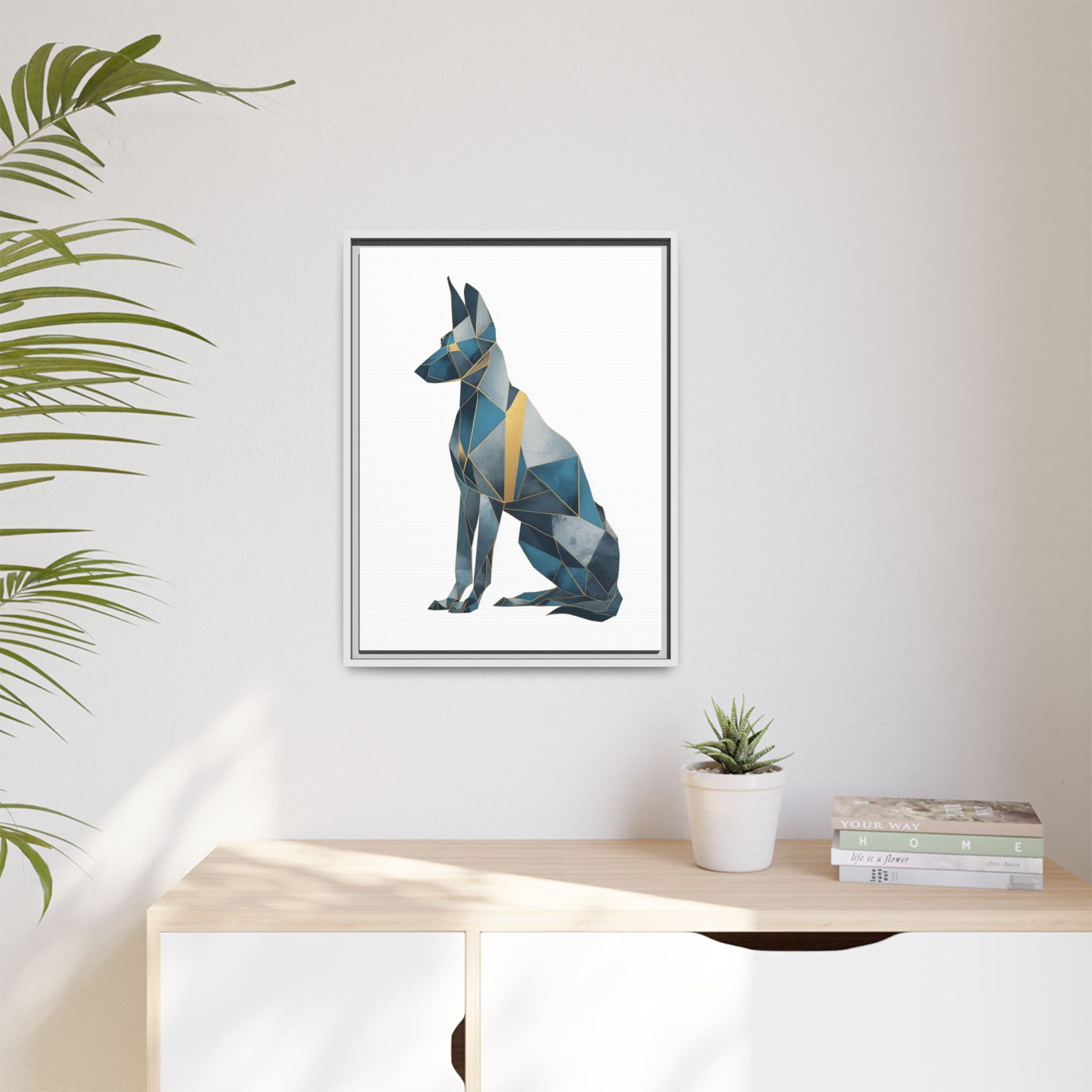 Geometric Canine Mosaic: Fractured Blue Shepherd, Modern Polygonal Art   |  Personalized & Custom Orders Available