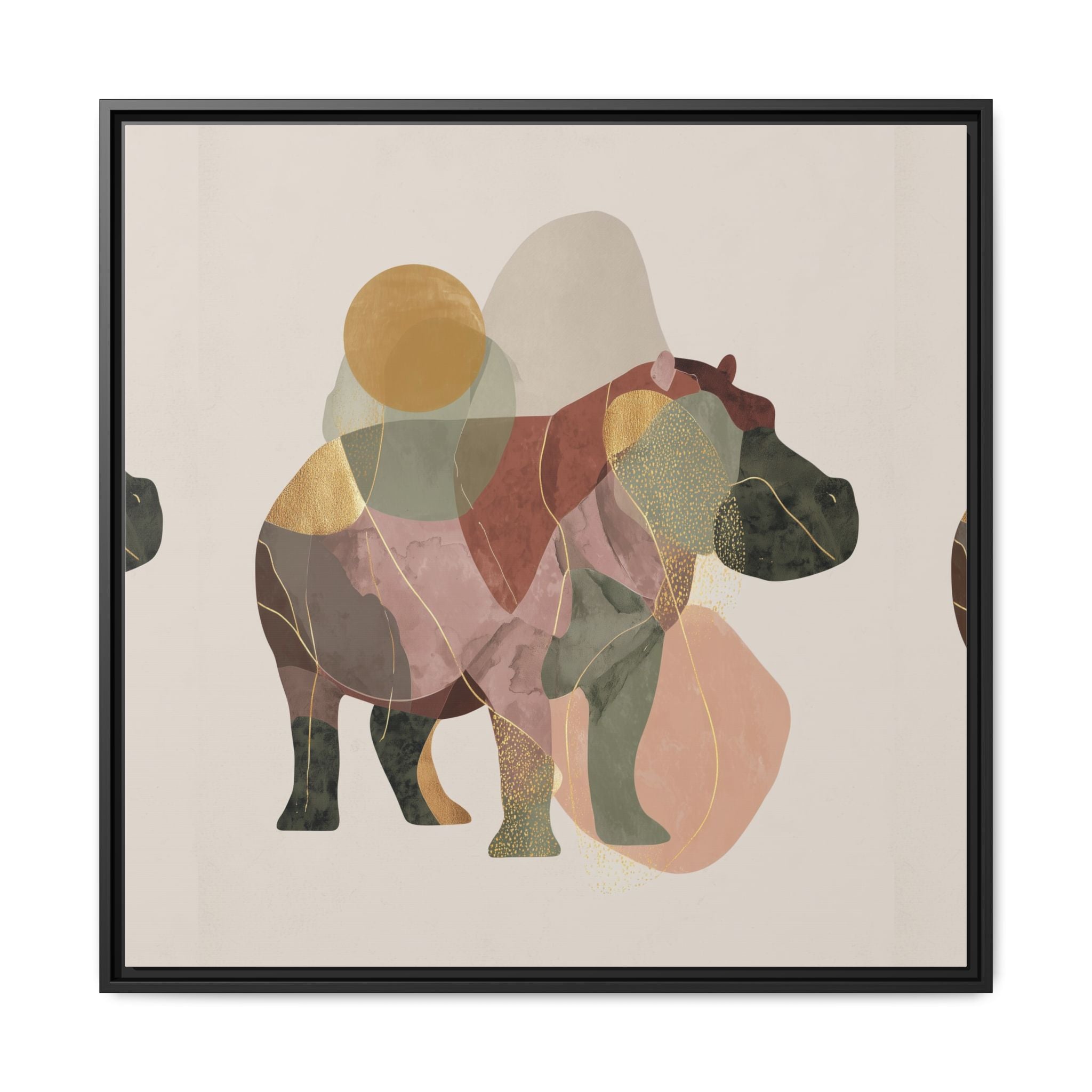 Geometric Hippo: Abstract Animal Art, Modern Watercolor Shapes   |  Personalized & Custom Orders Available