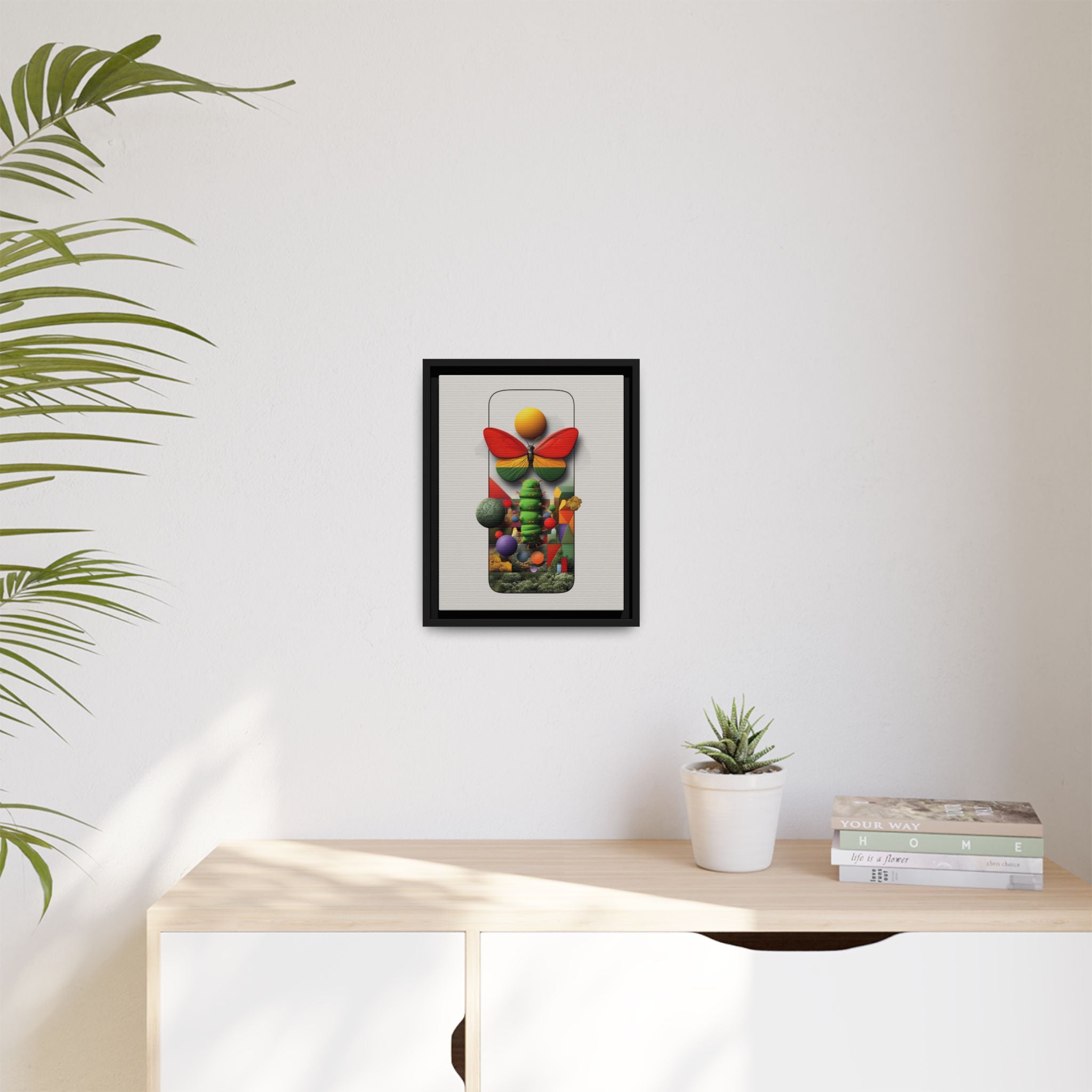Metamorphosis Framed Print : Geometric Nature Transformation, Vibrant Butterfly Composition   |  Personalized & Custom Orders Available