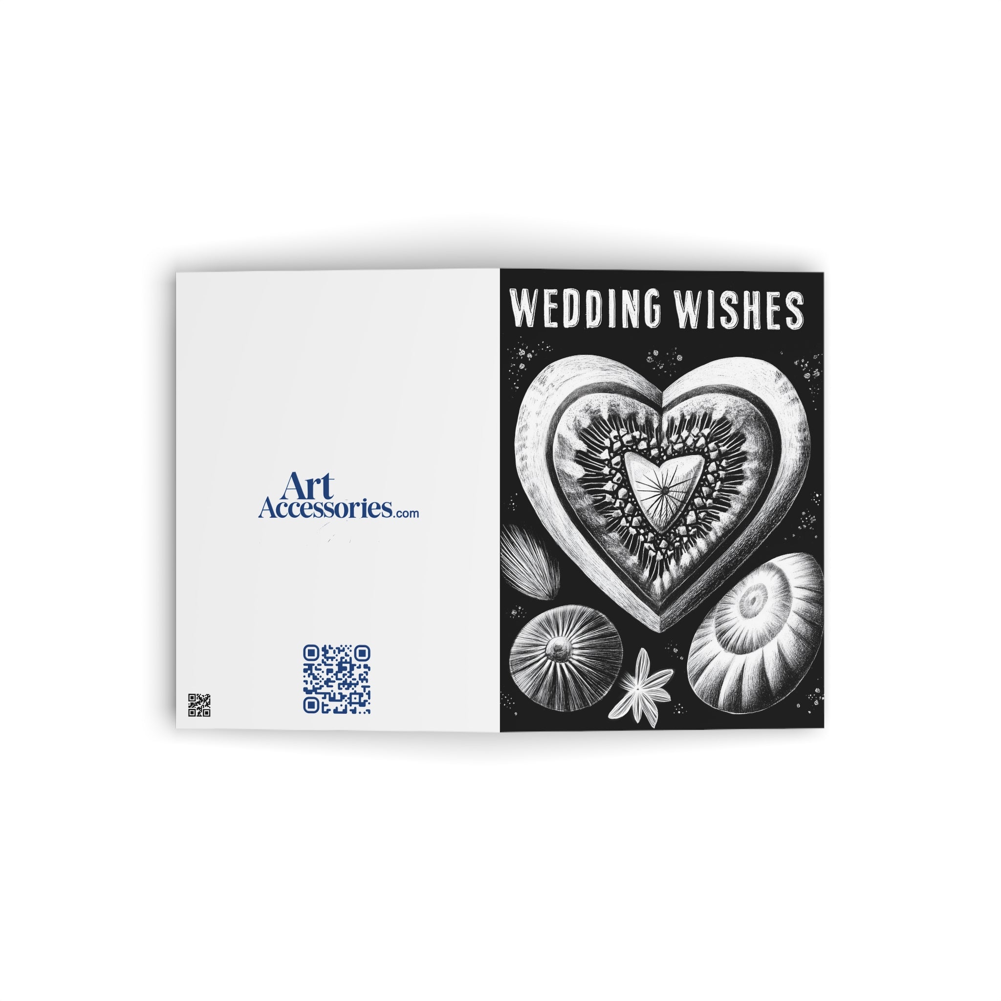 Wedding Wishes Greeting Card — Vintage Black & White Heart Design