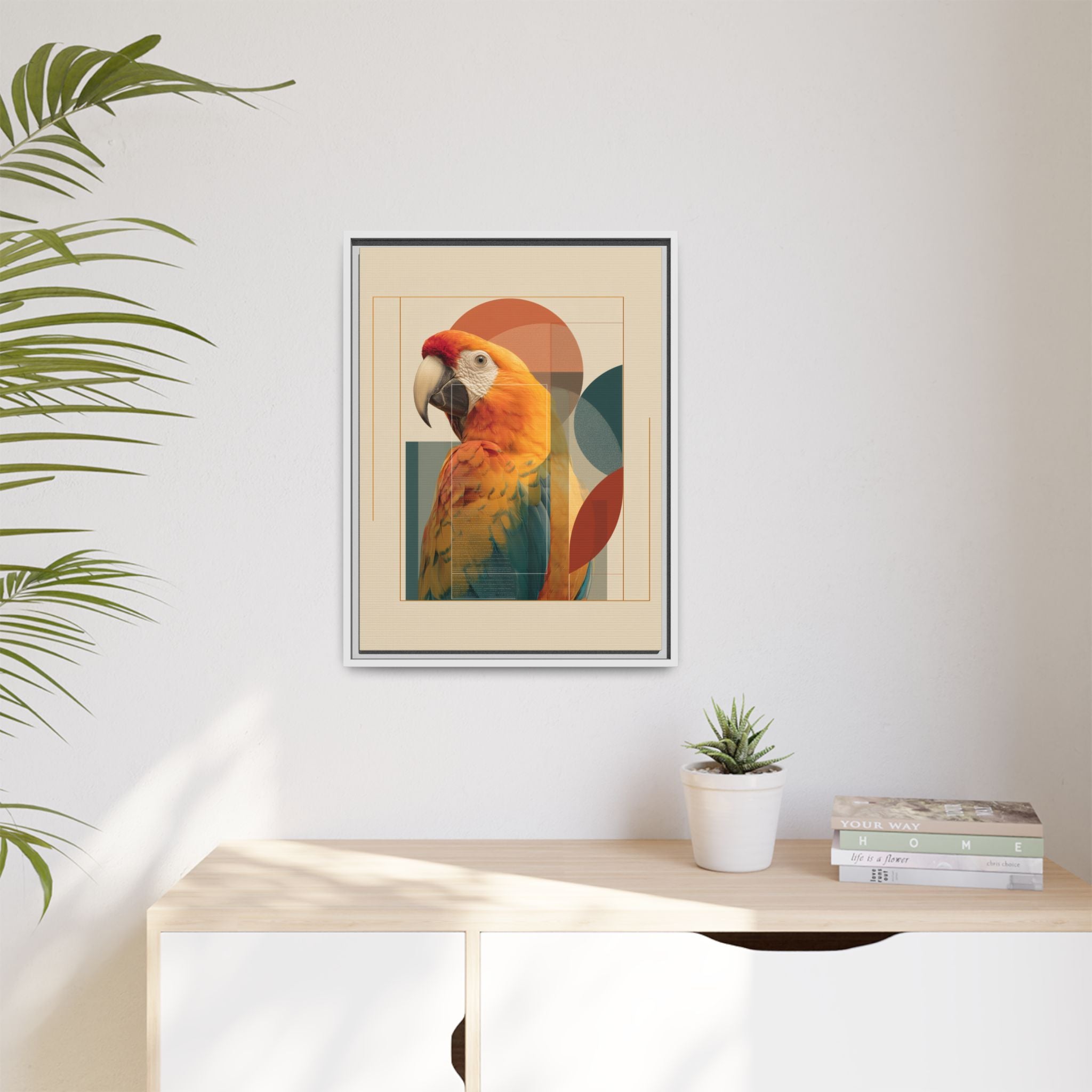 Macaw Geometry: Vibrant Avian Portrait, Modernist Graphic Design   |  Personalized & Custom Orders Available