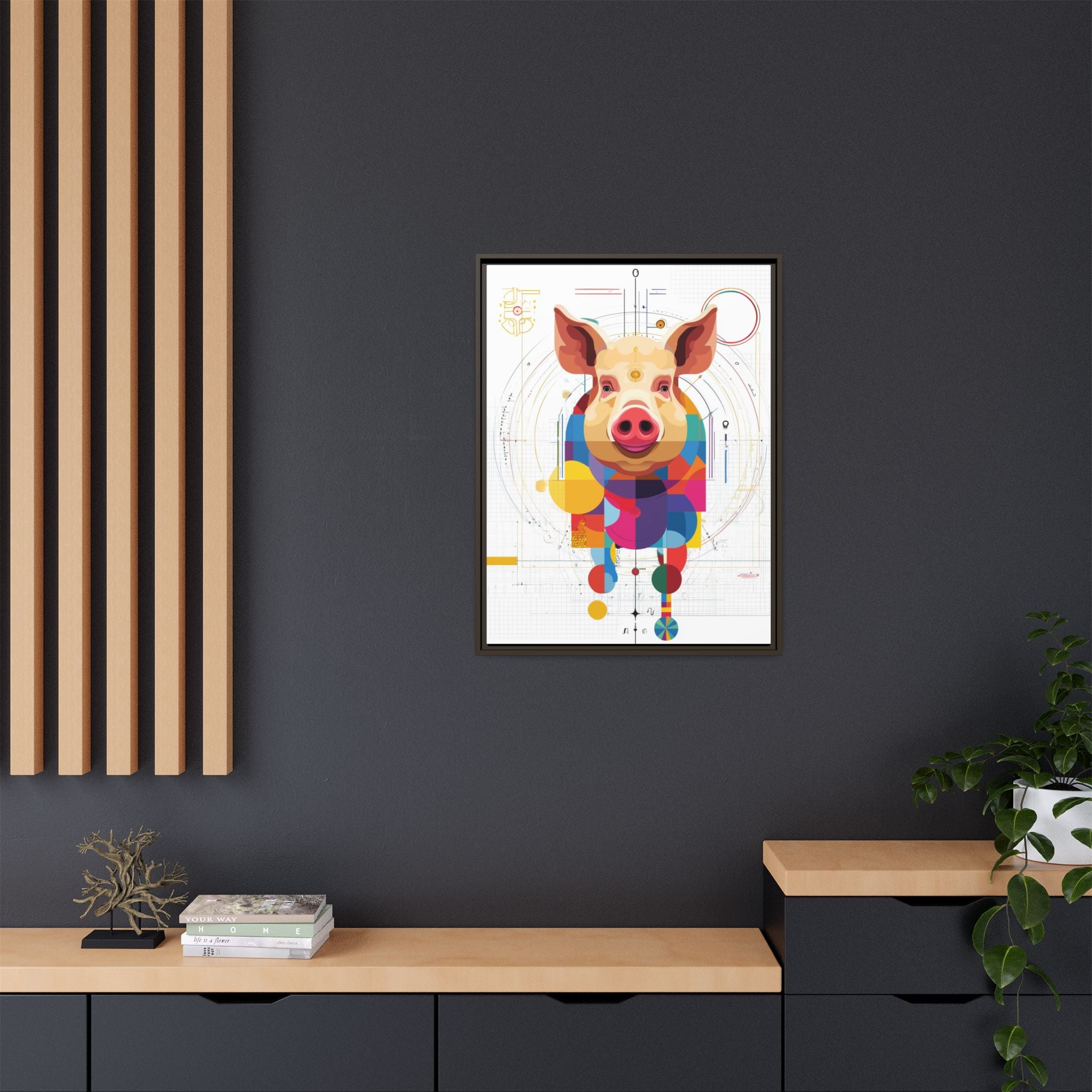 Geometric Pig: Digital Cubist Portrait, Mathematical Animal Abstraction   |    Custom Orders Available