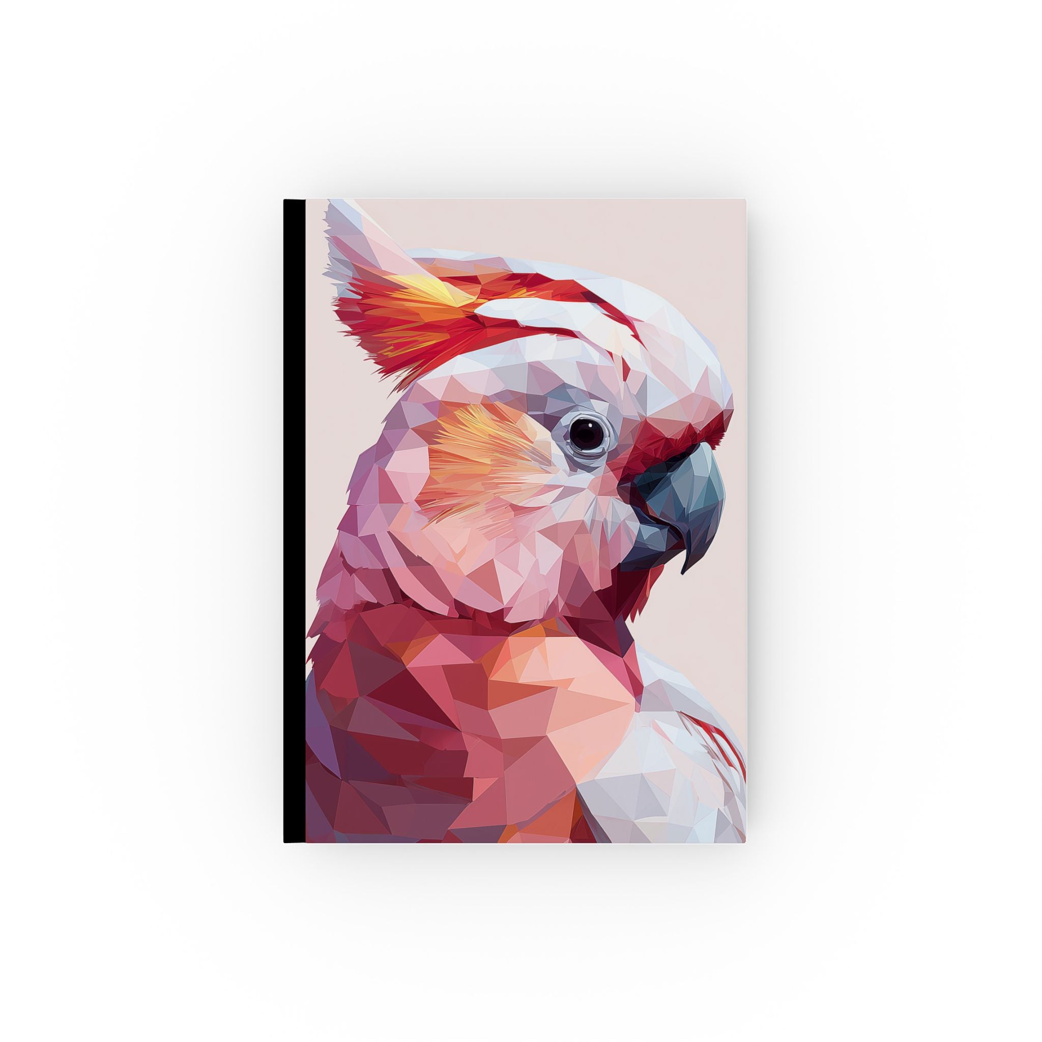 Fractured Plumage: Low-Poly Cockatoo Portrait, Digital Geometric Art Personalized Journal   |