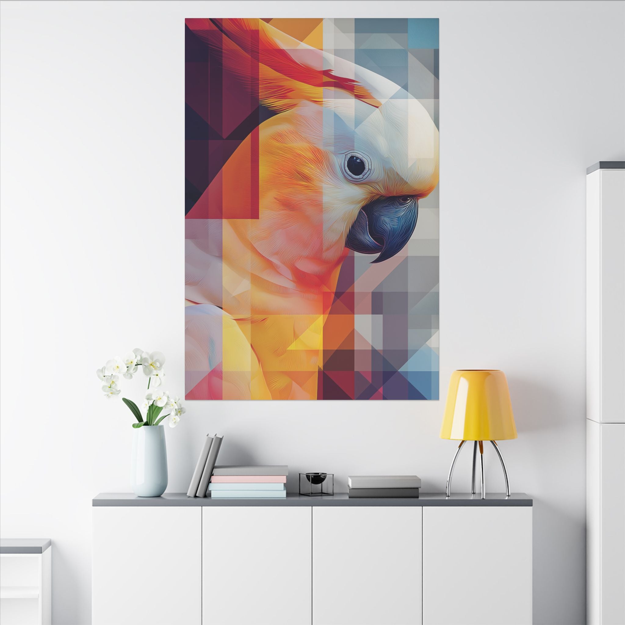 Prismatic Parrot: Geometric Digital Portrait, Fractured Mosaic Avian Art   |    Custom Orders Available