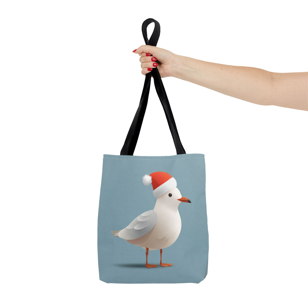 Christmas Seagull Tote Bag, Holiday Shopping Bag, Eco-Friendly Gift Bag, Cute Coastal Accessories, Winter Tote for Bird Lovers