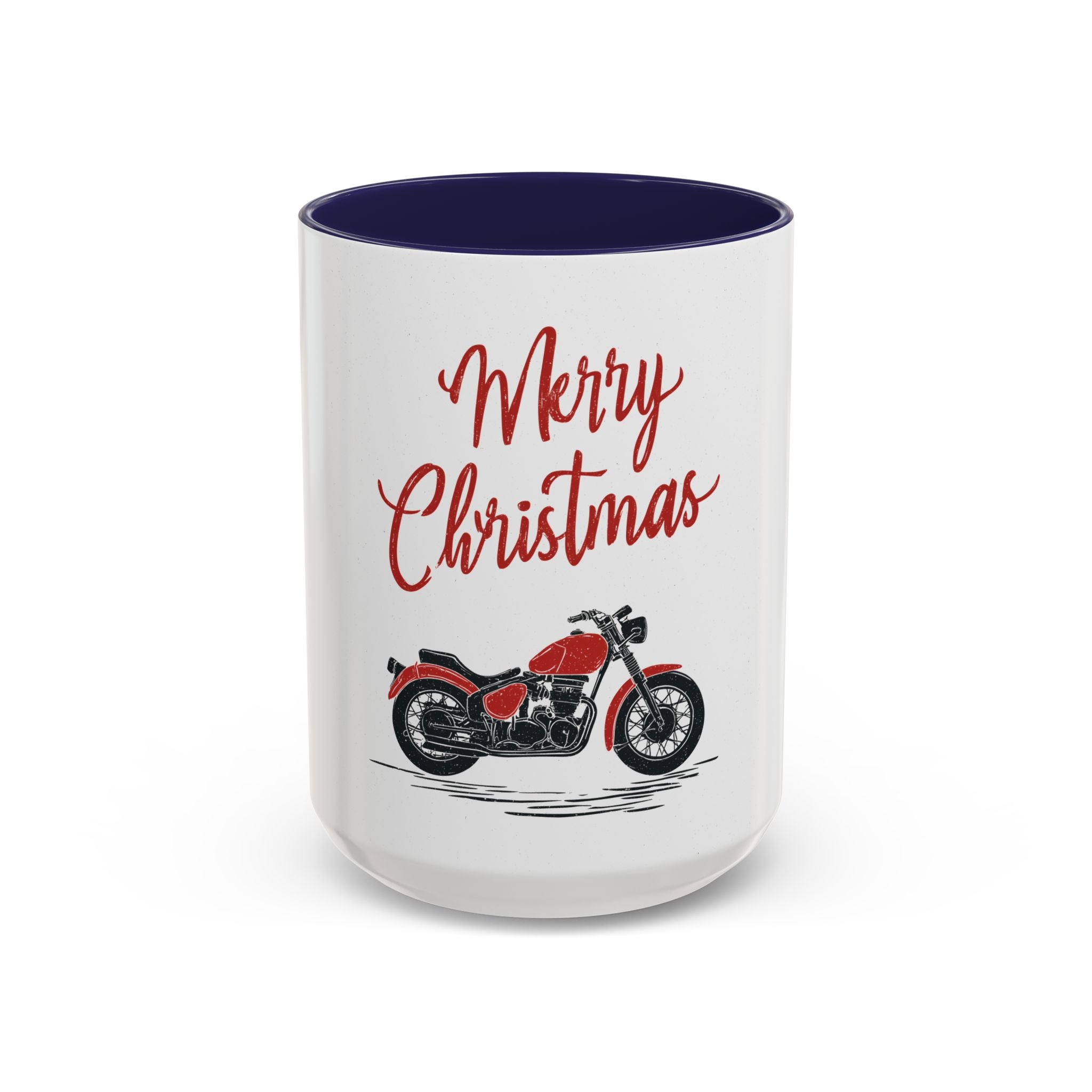 Christmas Motorcycle Coffee Mug for Bikers, Holiday Gift for Dad, Fun Presents for Motorcycle Enthusiasts, Festive Coffee Cup, Red & Black