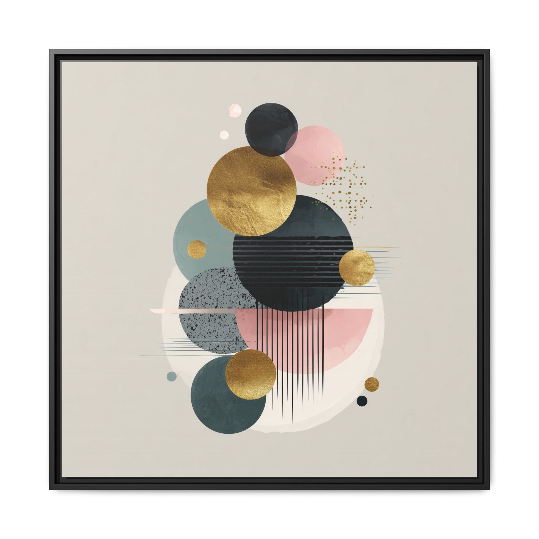 Geometric Harmony: Intersecting Circles, Mid-Century Modern Design, Abstract Metallic Composition   |   Custom Orders Accepted