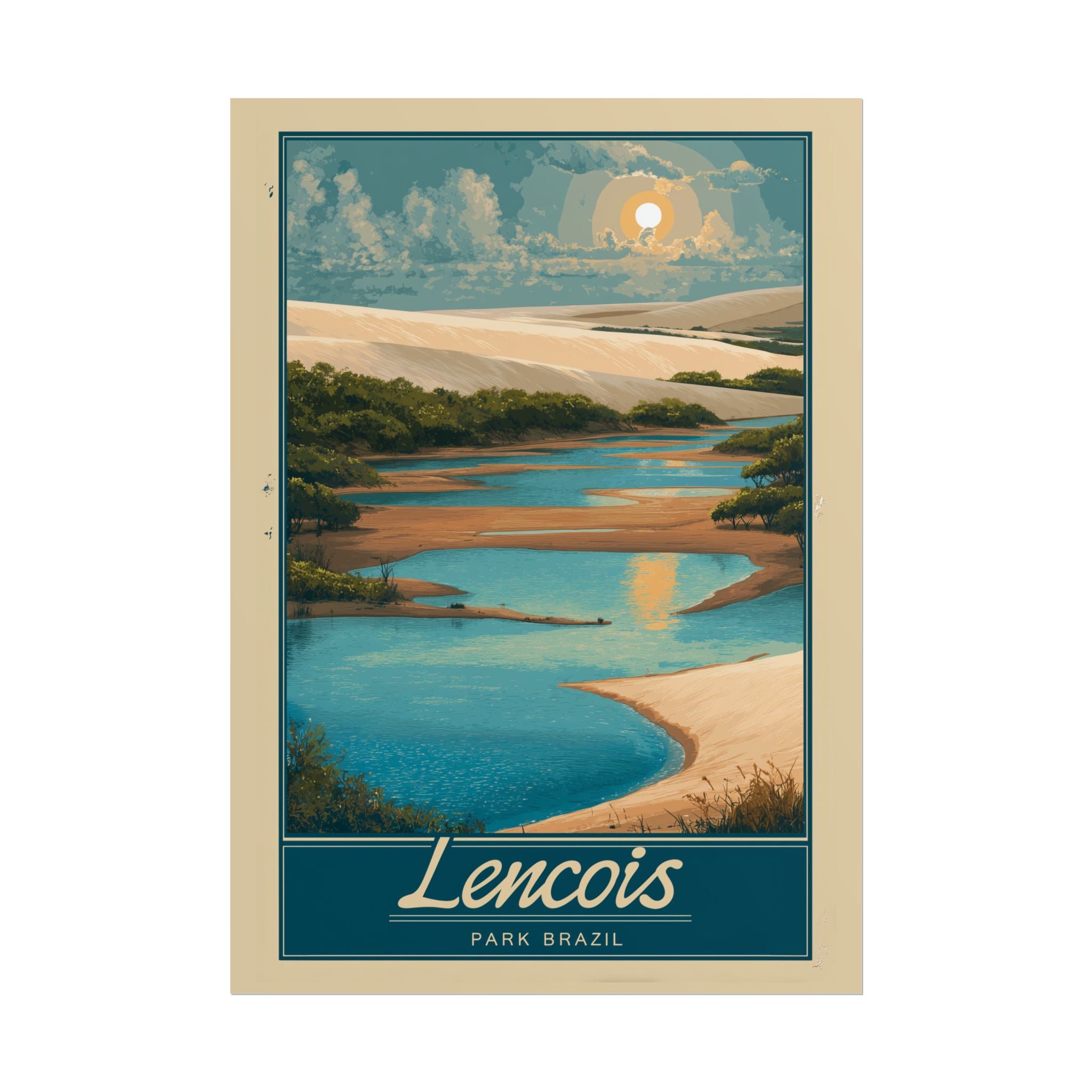 Lencois Paradise: Brazilian River Landscape, Vintage Travel Poster Style   |    Custom Orders Available