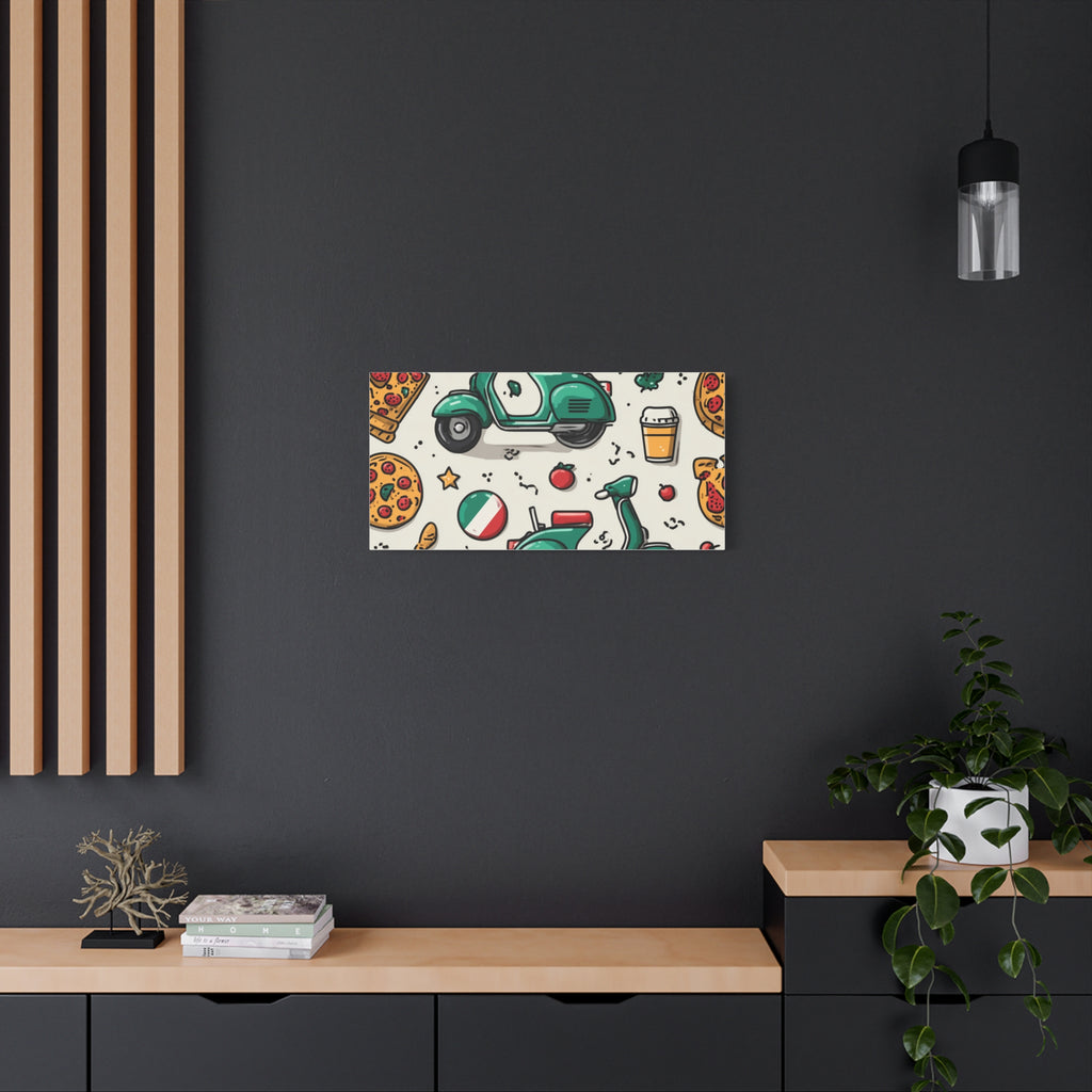 Vibrant Travel Nostalgia Canvas Art, Scooter Decor, Foodie Wall Art, Fun Home Decor, Gift for Adventurers, Kitchen Wall Hanging