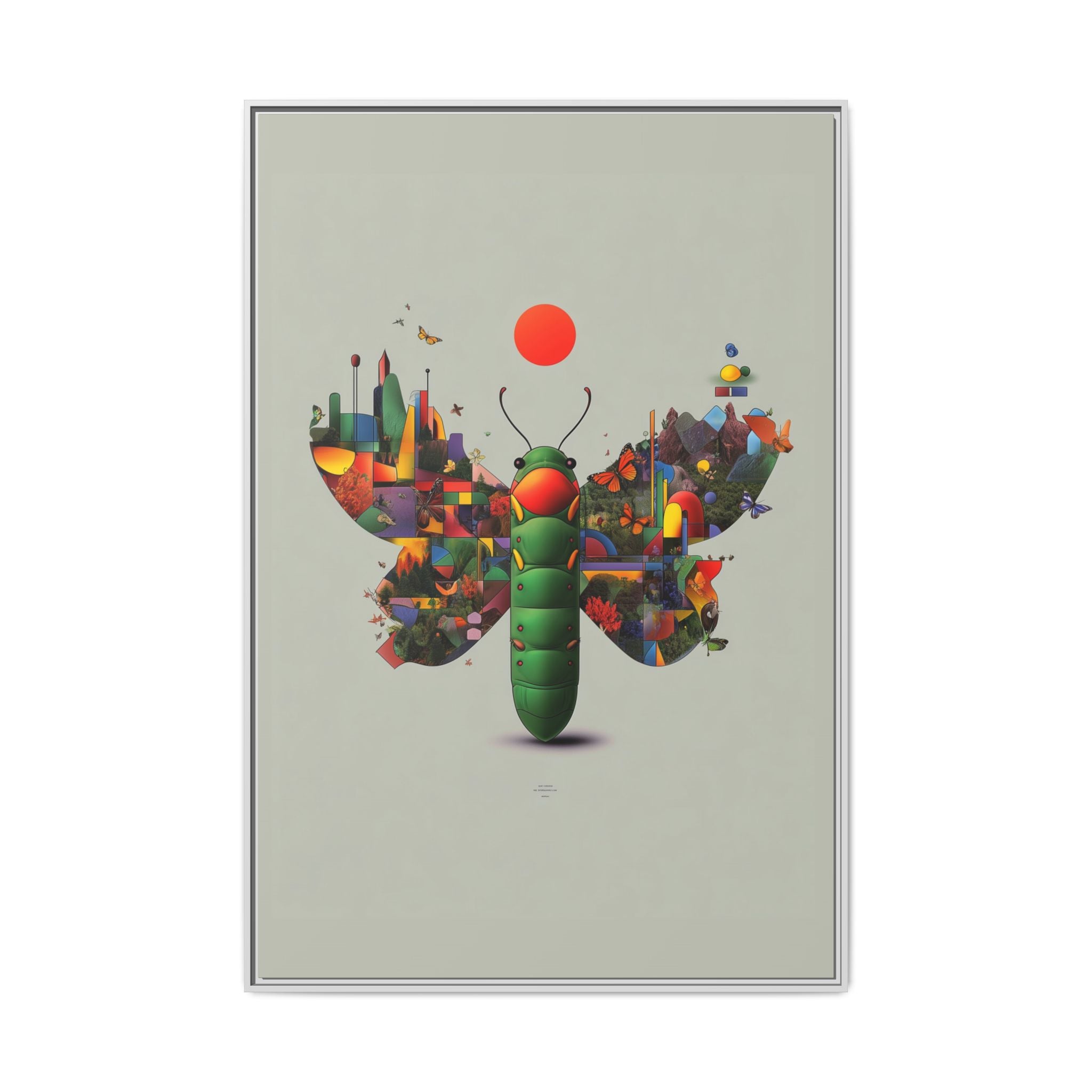 Geometric Chrysalis Framed Print : Butterfly Transformation, Digital Abstract Landscape Metaphor   |  Personalized & Custom Orders