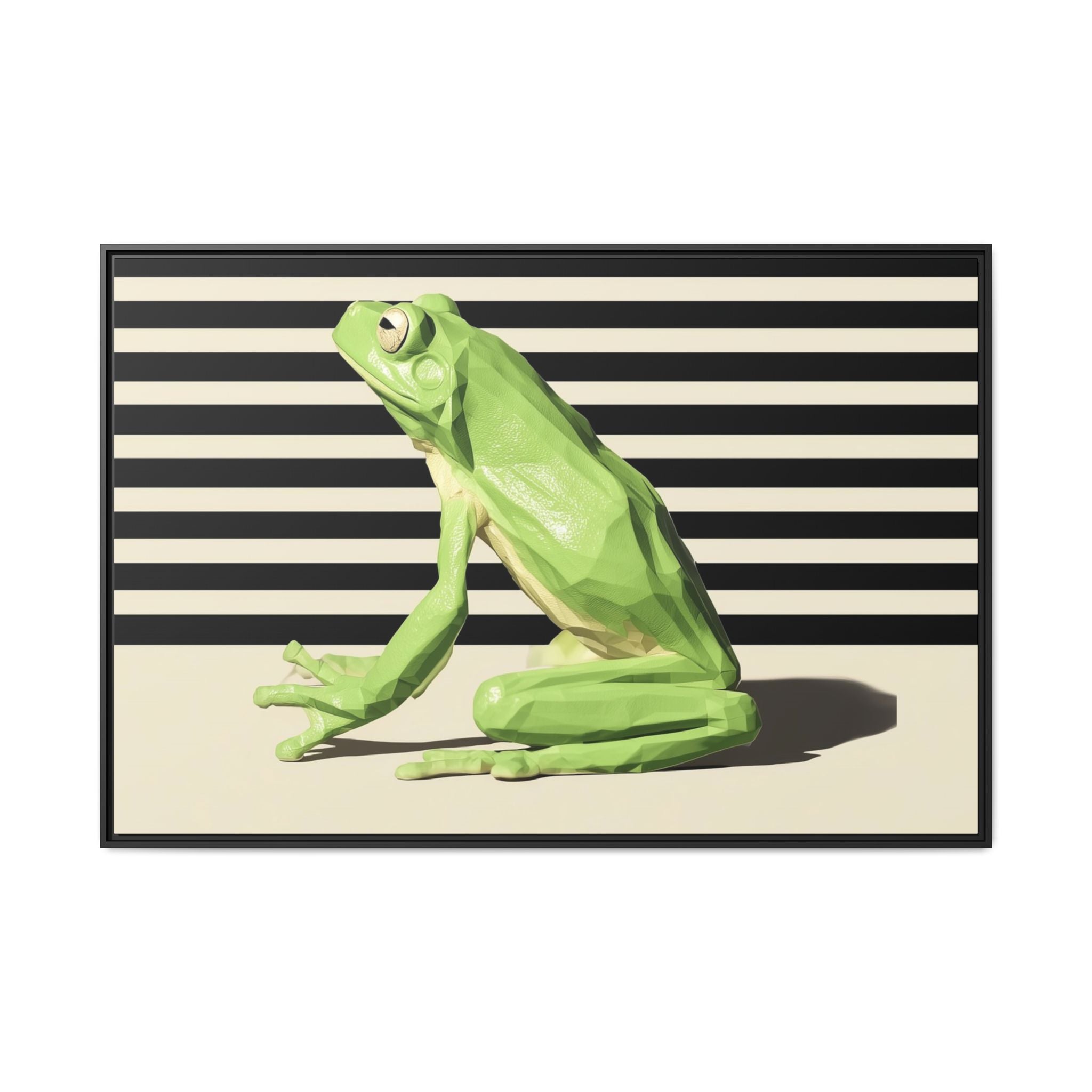 Geometric Frog Framed Print : Low-Poly Amphibian Design, Contemporary Minimalist Art   |  Personalized & Custom Orders Available