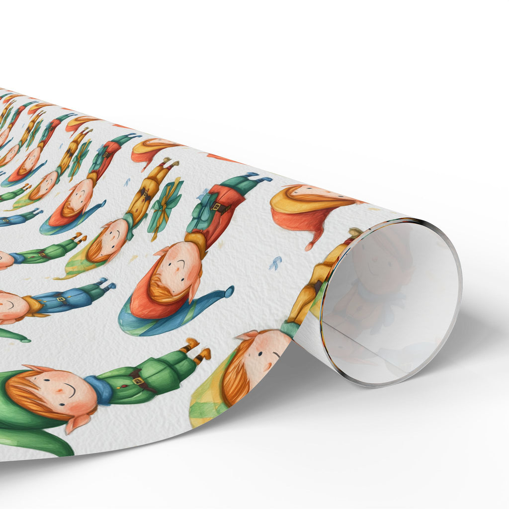 Christmas Elves Wrapping Paper - Cute Holiday Gift Wrap Sheet