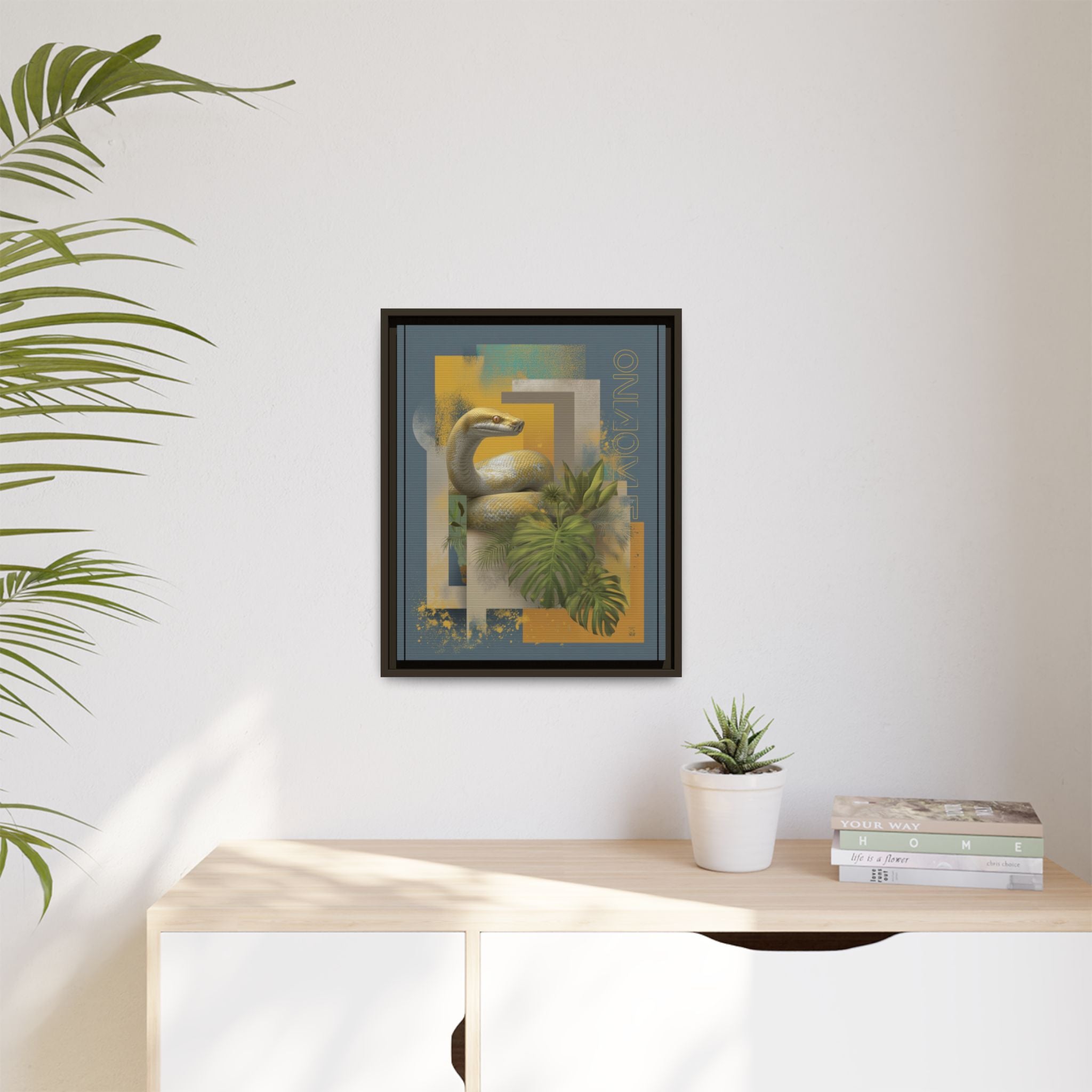 Serpent in Geometry: Tropical Albino Snake Portrait, Modern Botanical Illustration   |    Custom Orders Available