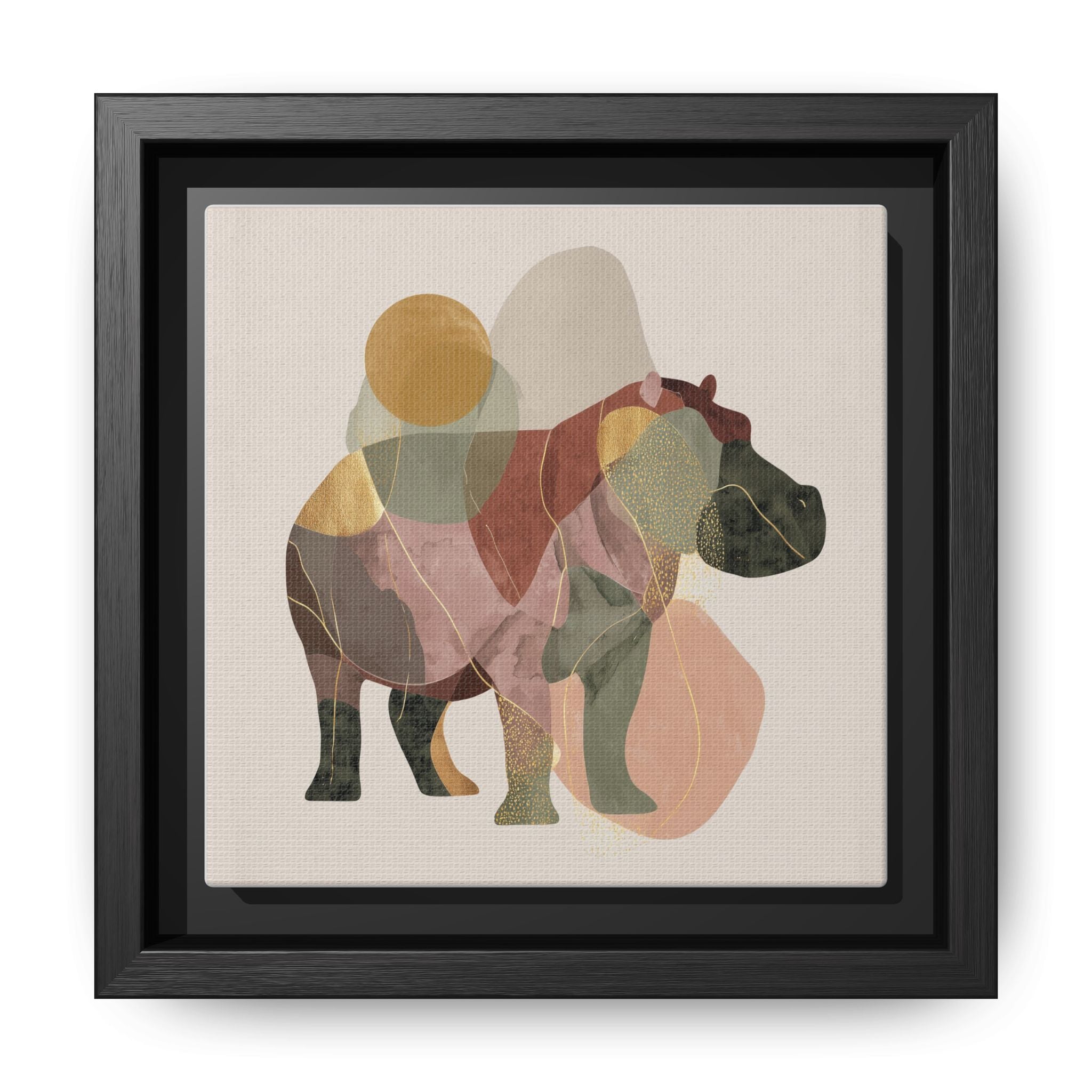 Geometric Hippo: Abstract Animal Watercolor, Modern Minimalist Composition   |    Custom Orders Available