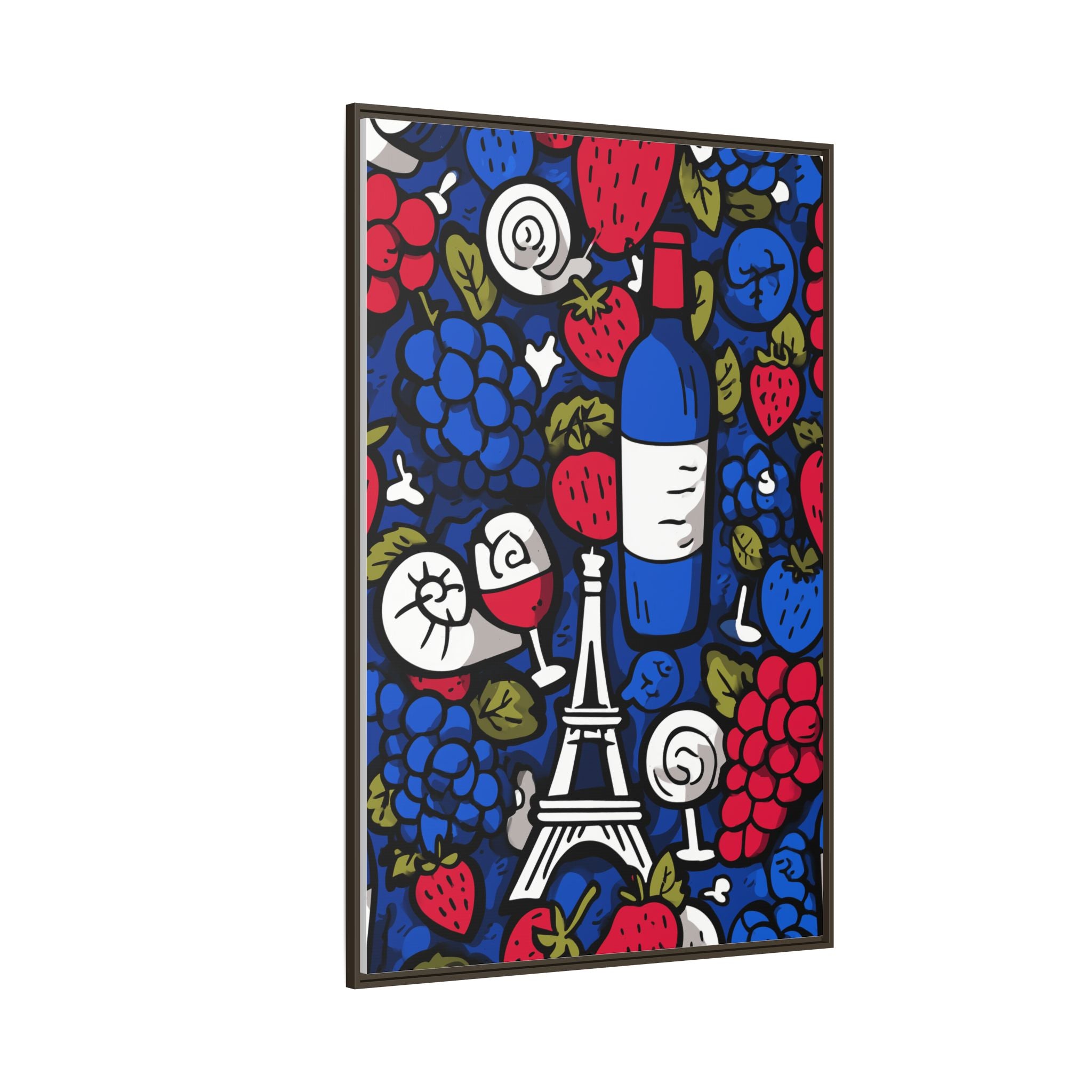 French Wine & Fruit Matte Canvas Art — Framed Paris Kitchen Print