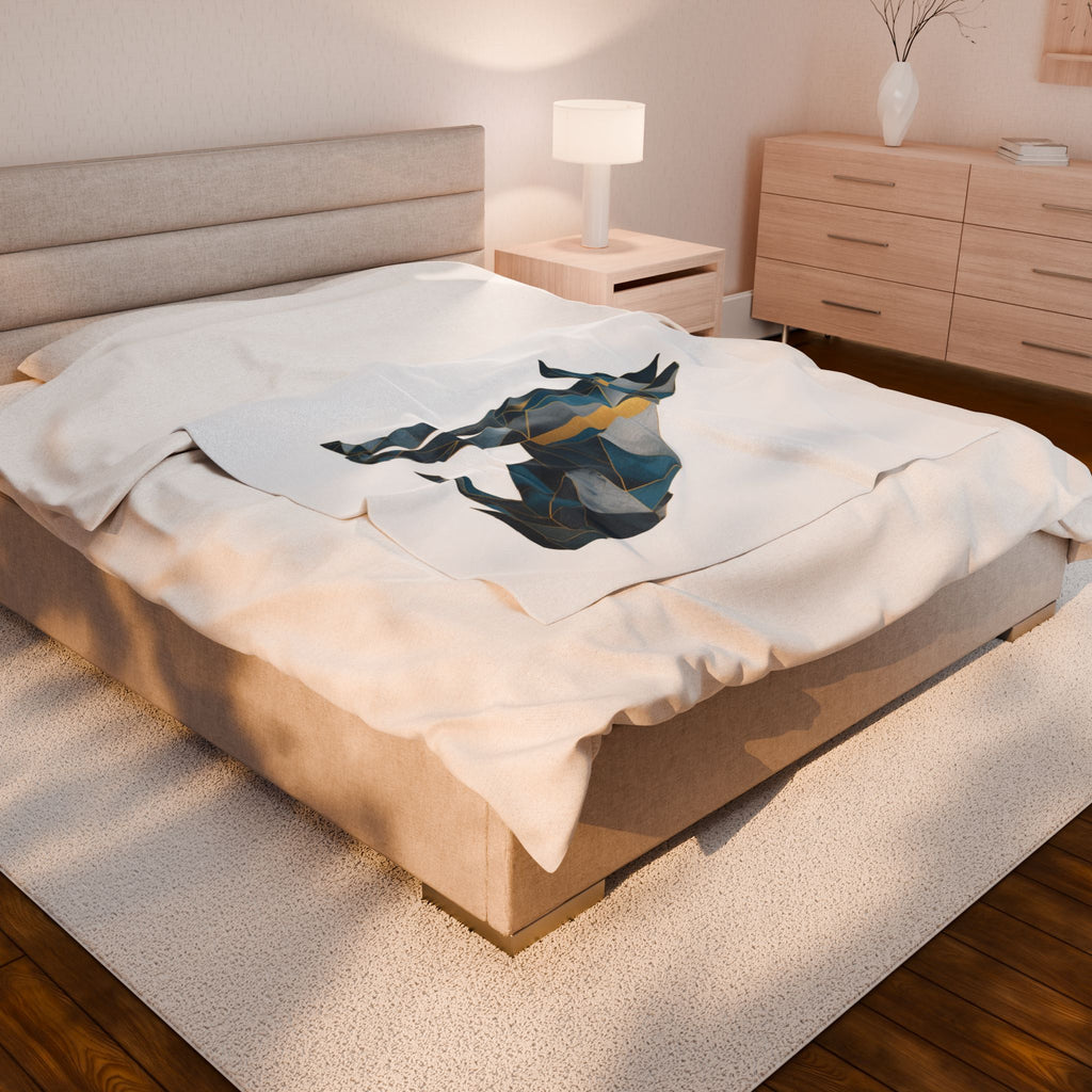 Velveteen Plush Blanket, Geometric Dog Duvet Cover, Soft Cozy Throw, Animal Lover Gift, Bedding Set, Home Decor Accent